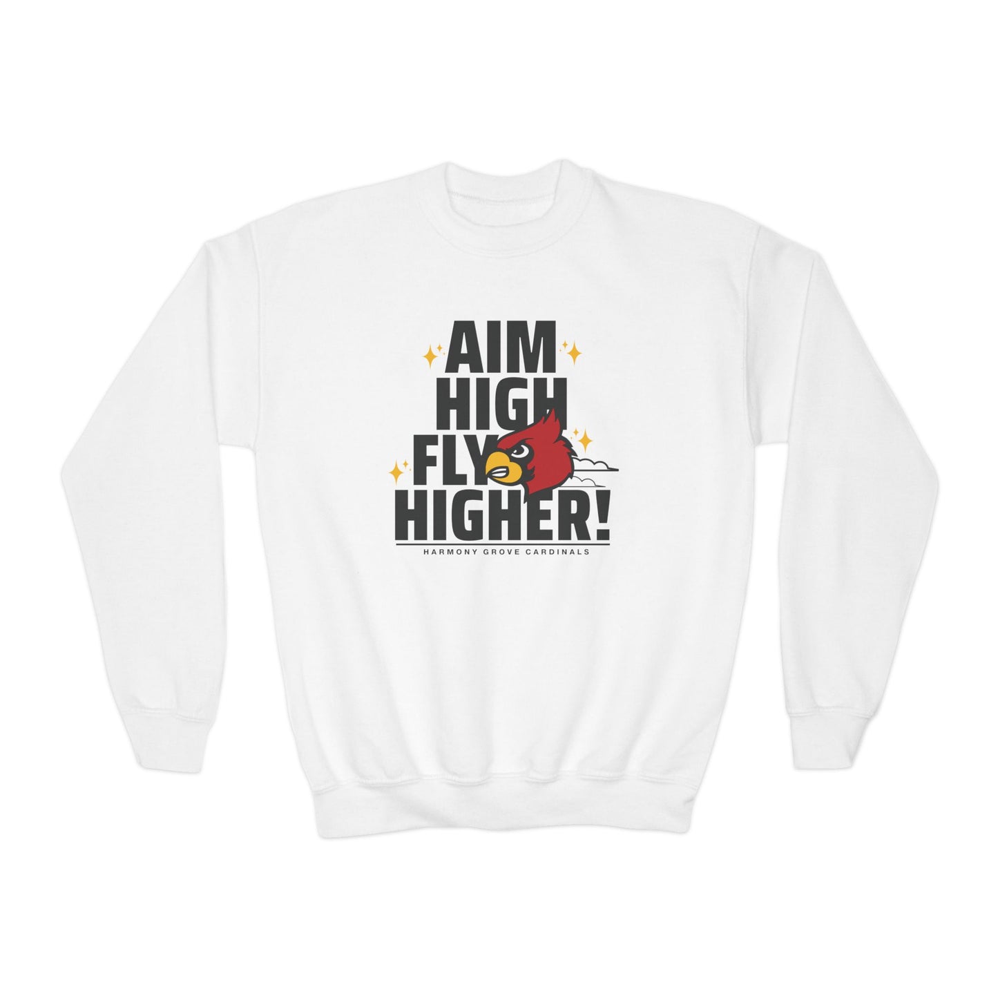 Aim High Fly Higher Cardinal - Youth Crew Sweatshirt