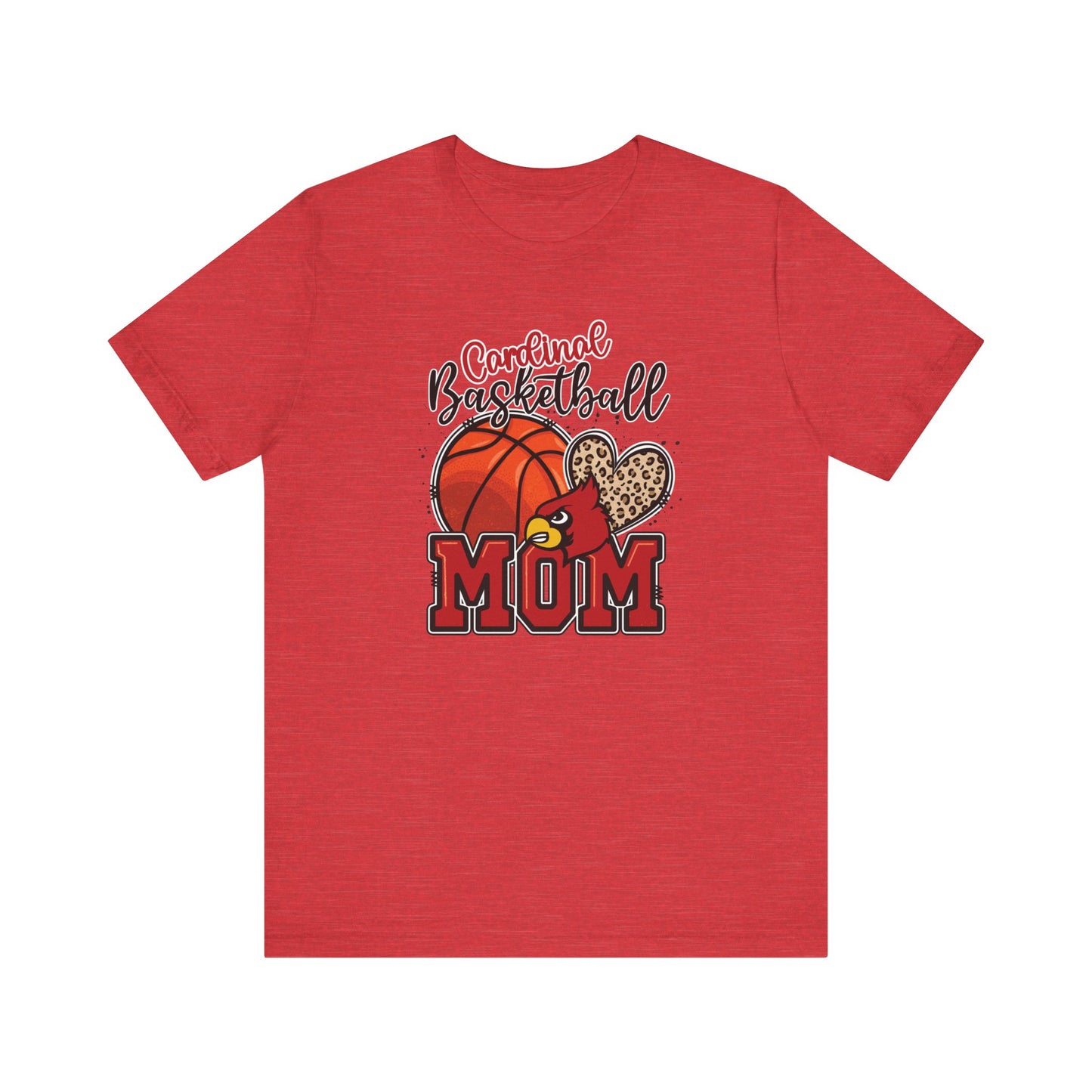 Cardinal Basketball Mom Leopard - Bella + Canvas Short Sleeve Tee