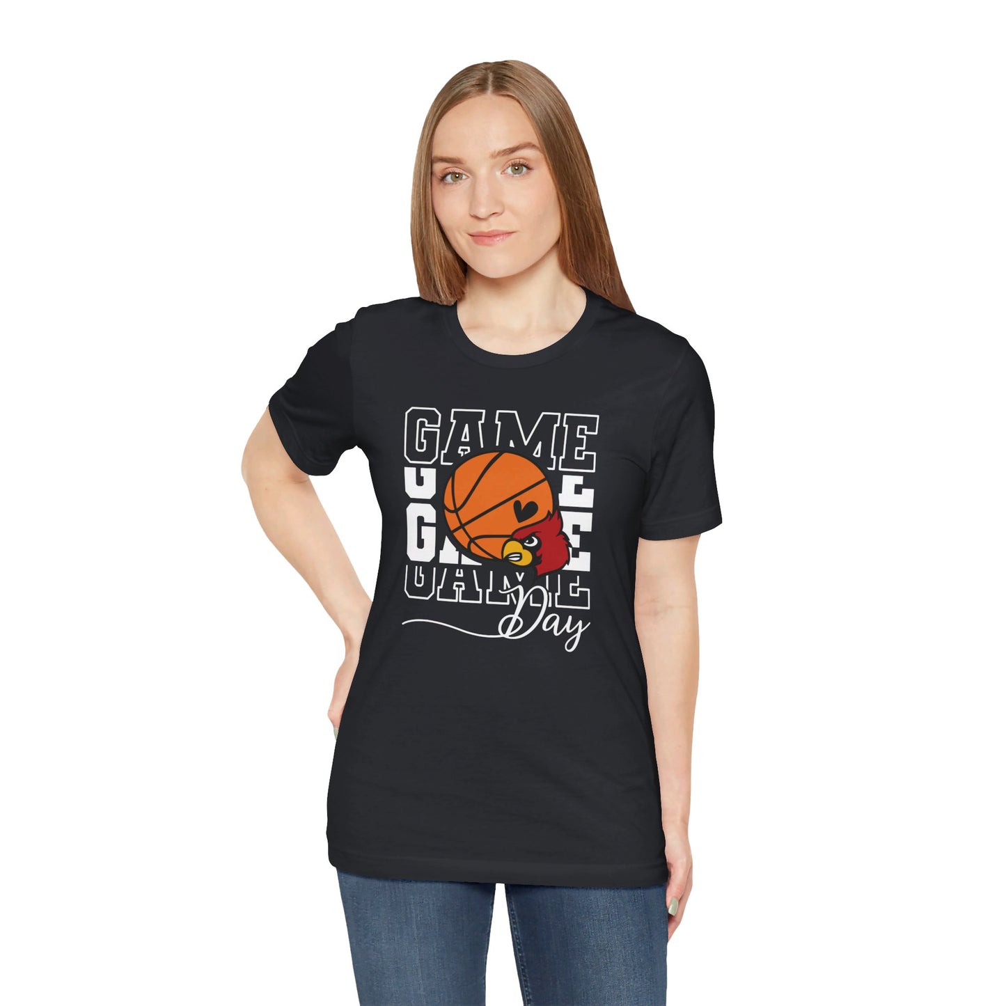 Cardinal Game Day Basketball - Bella + Canvas Short Sleeve Tee