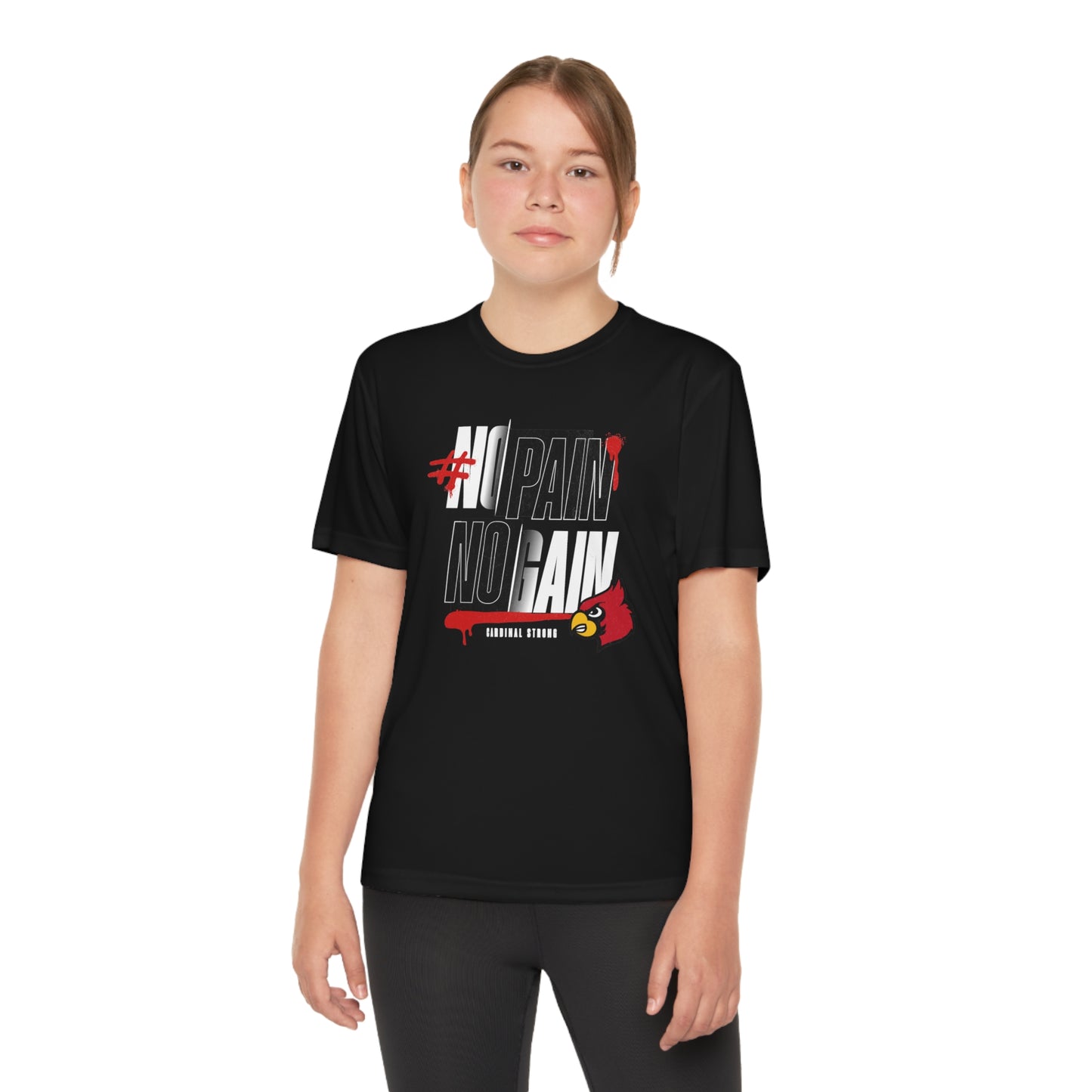No Pain No Gain Cardinal - Youth Sport-Tek® Competitor™ Tee