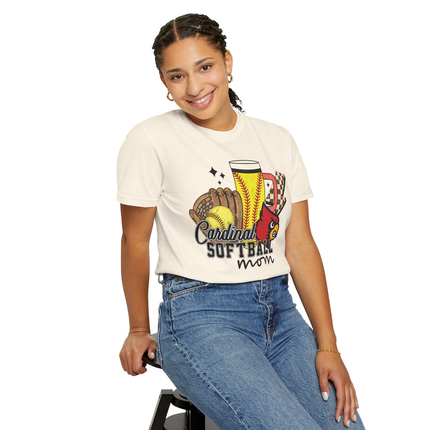 Cardinal Softball Mom - Comfort Colors T-shirt