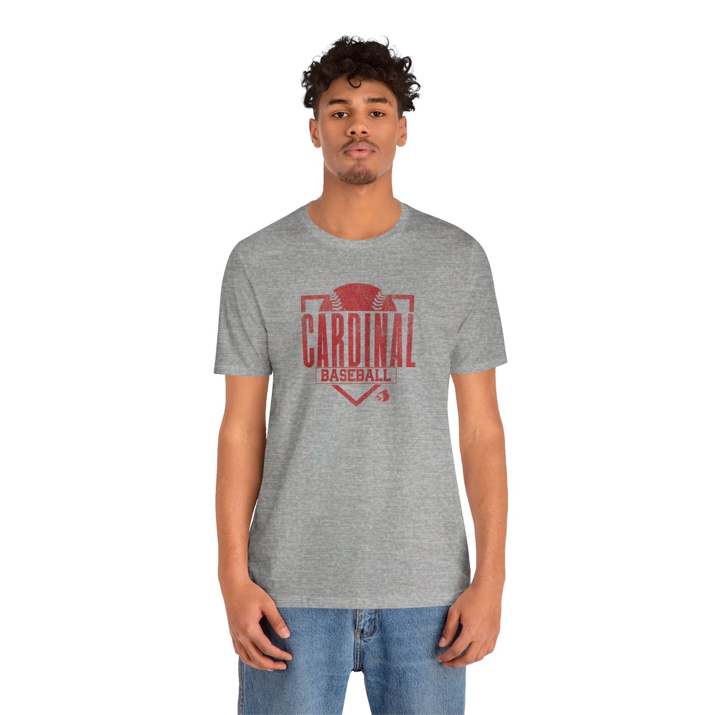Vintage Cardinal Baseball Plate - Bella + Canvas Short Sleeve Tee