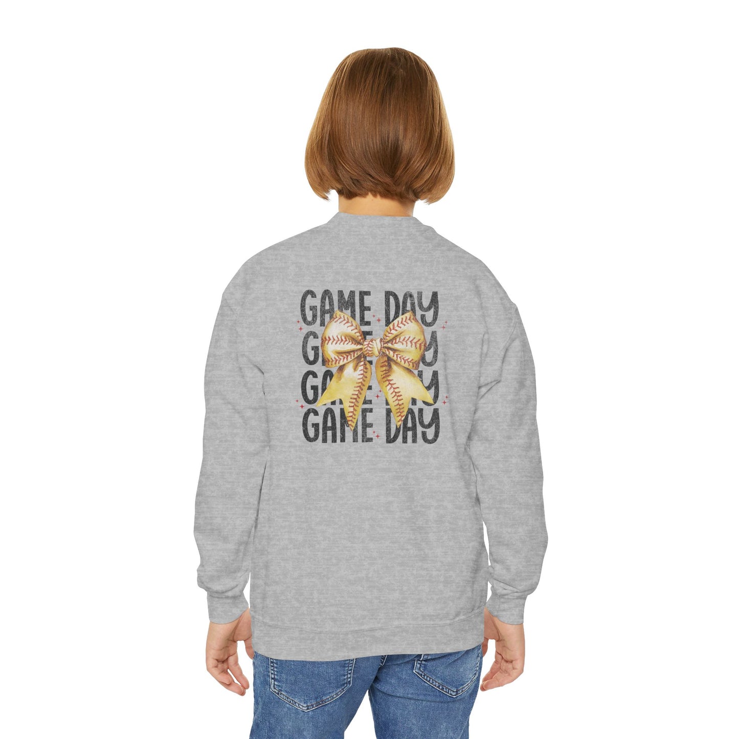 Game Day Softball Coquette - Youth Crew Sweatshirt