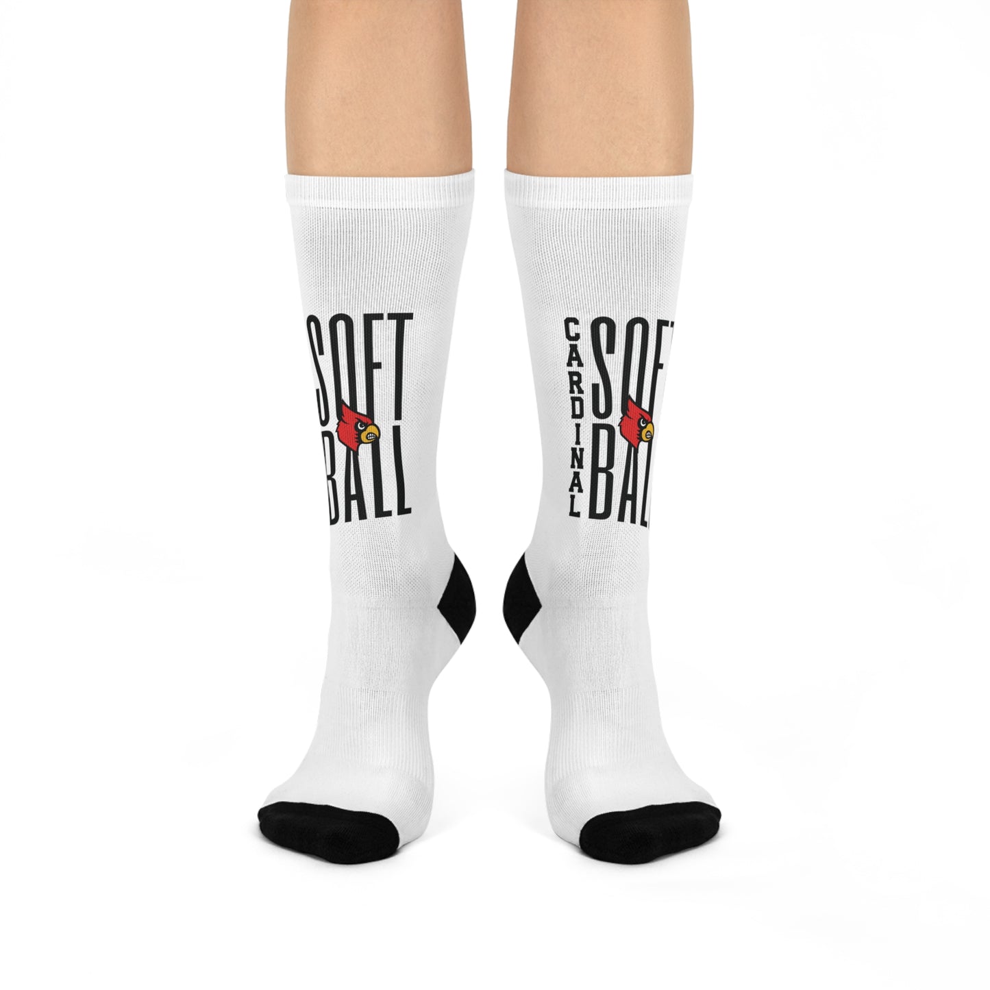 Cardinal Softball - White Cushioned Crew Socks