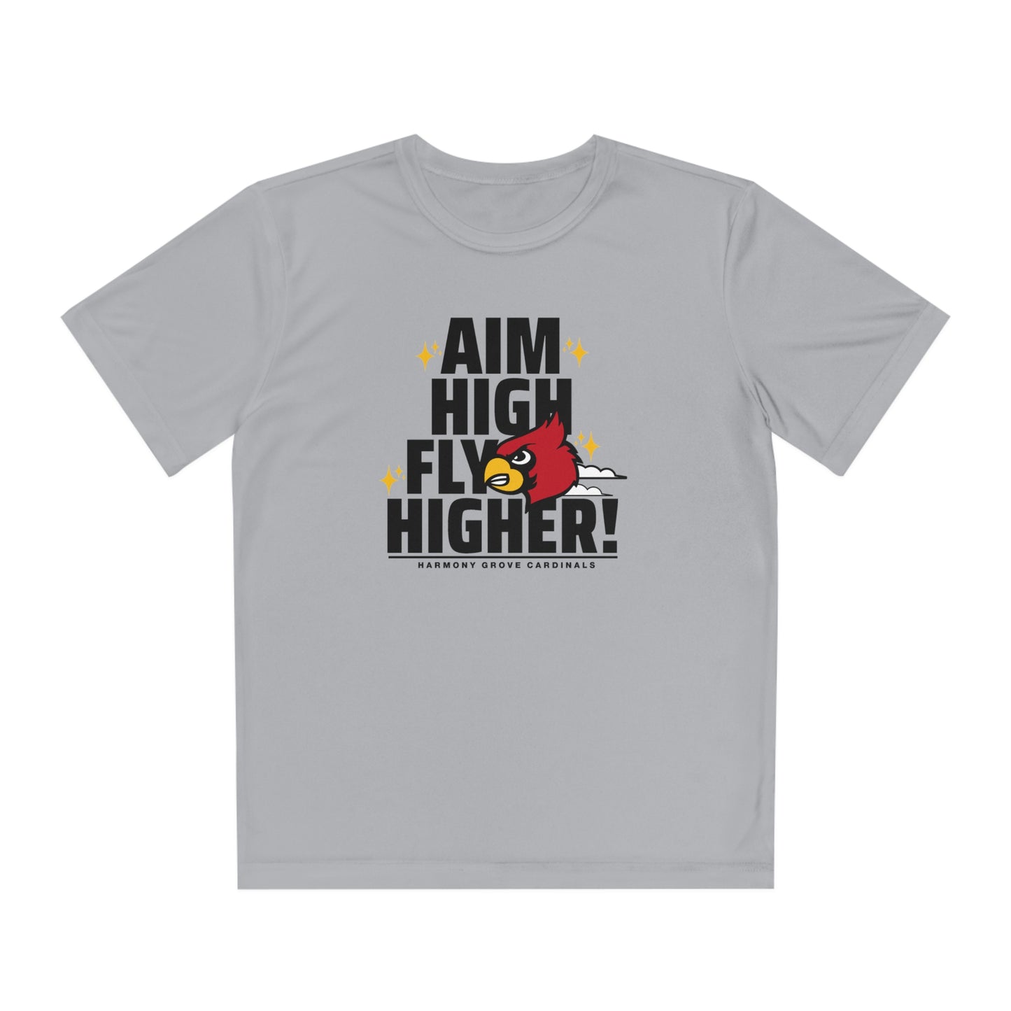 Aim High Fly Higher Cardinal - Youth Sport-Tek® Competitor™ Tee