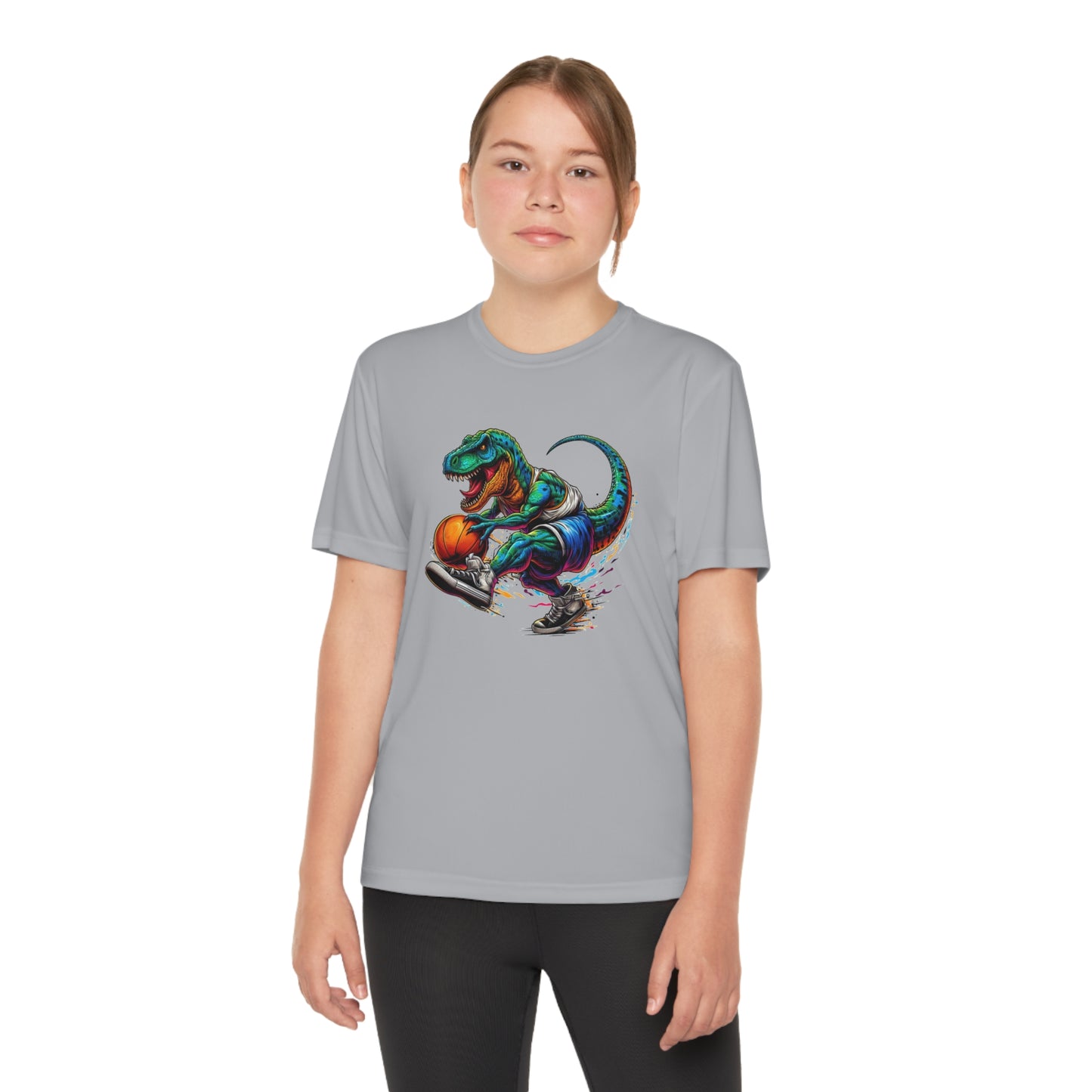 Basketball Dinosaur - Youth Sport-Tek® Competitor™ Tee