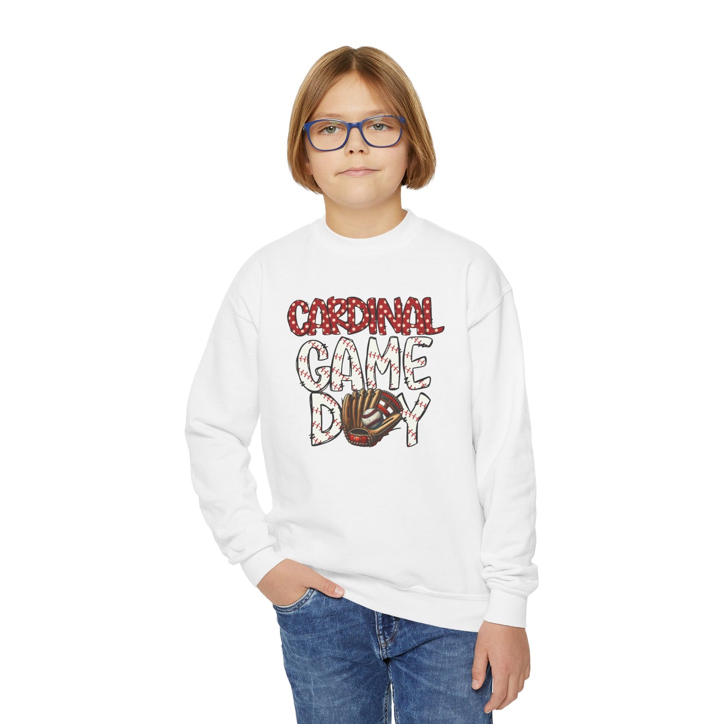 Cardinal Game Day Baseball - Youth Crew Sweatshirt