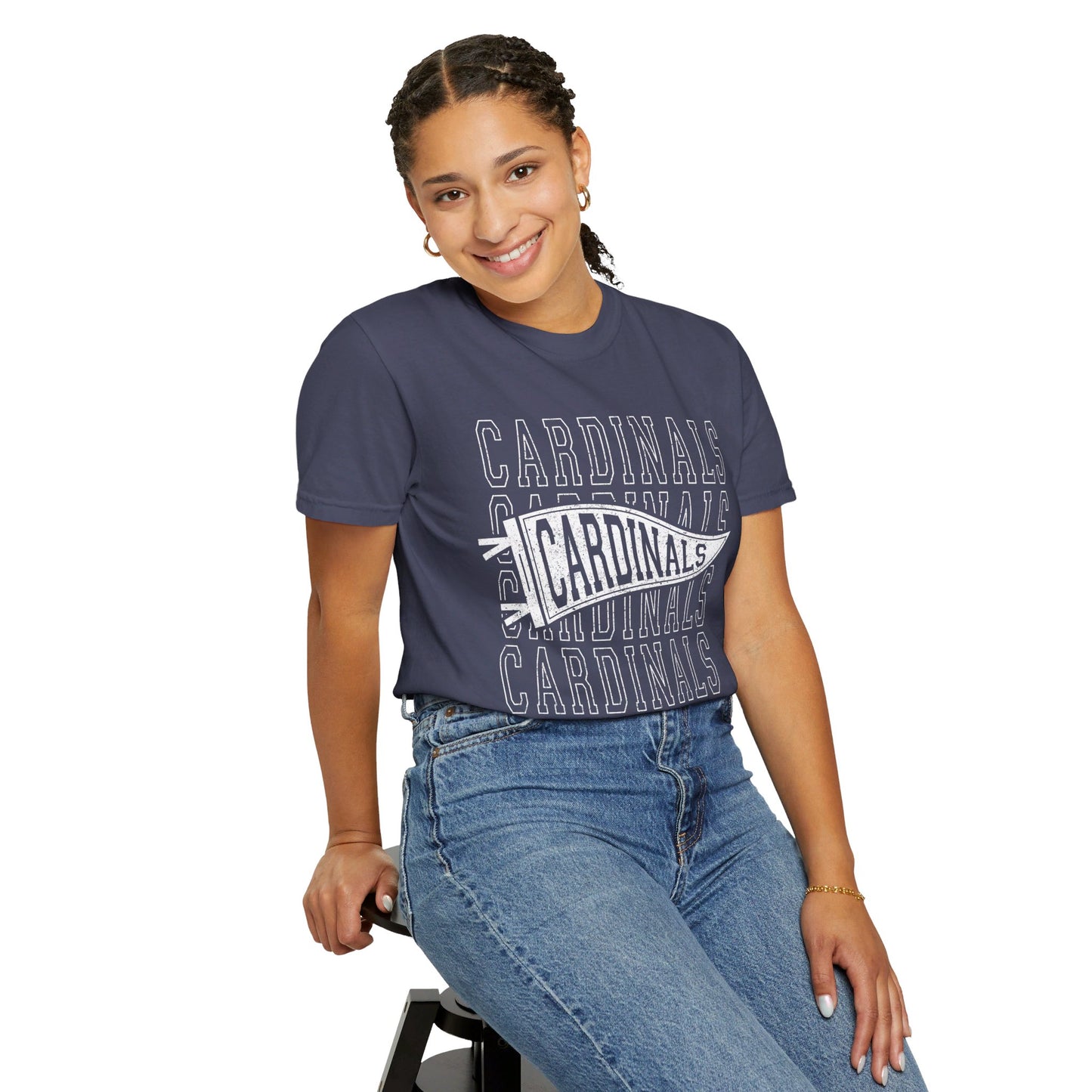 Cardinal Distressed Pennant - Comfort Colors T-shirt