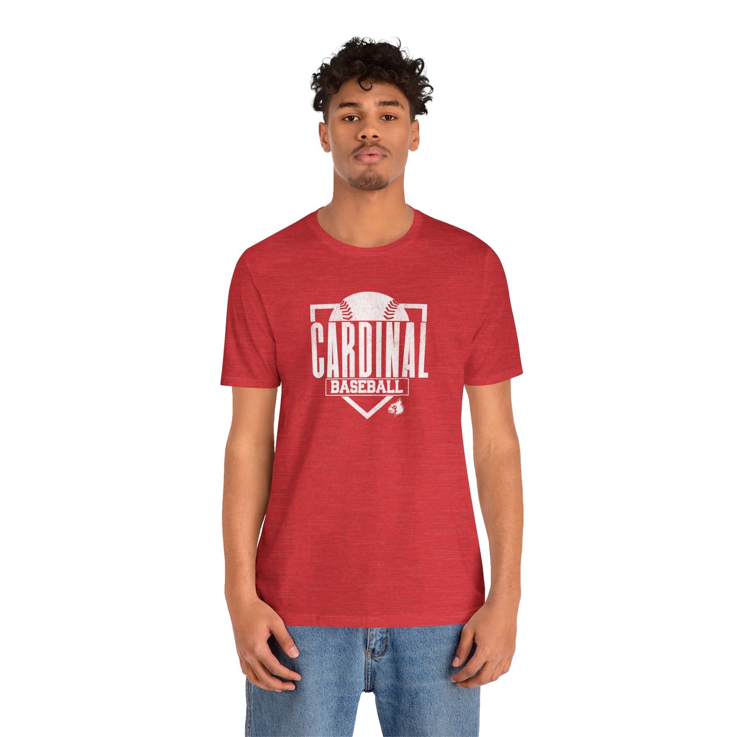 Vintage Cardinal Baseball Plate - Bella + Canvas Short Sleeve Tee