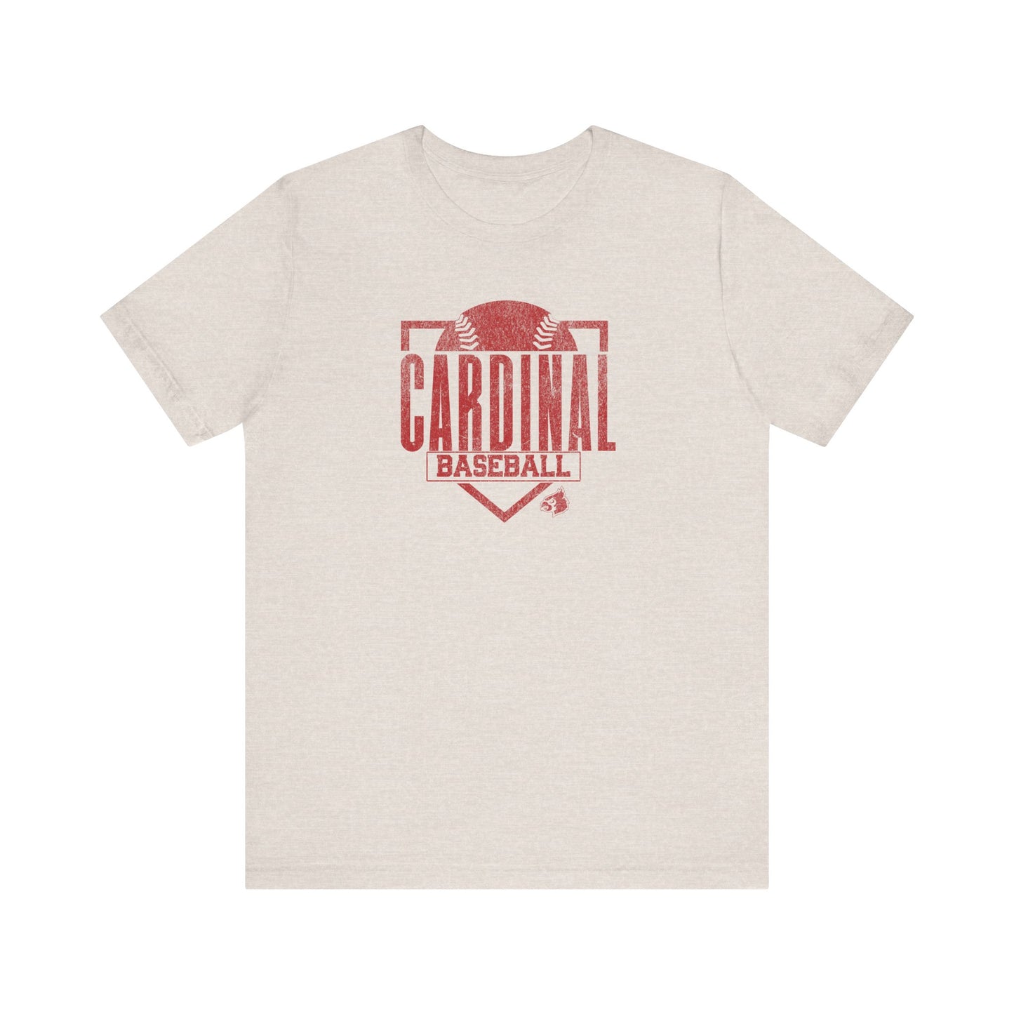 Vintage Cardinal Baseball Plate - Bella + Canvas Short Sleeve Tee