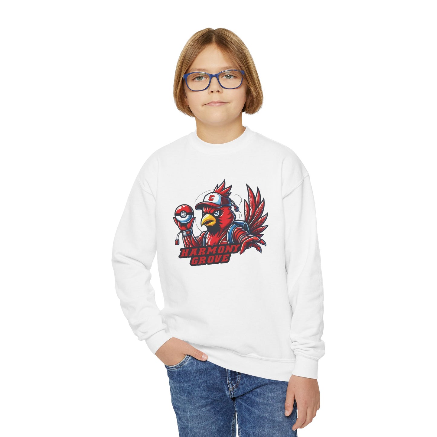 Cartoon Harmony Grove Cardinal - Youth Crew Sweatshirt