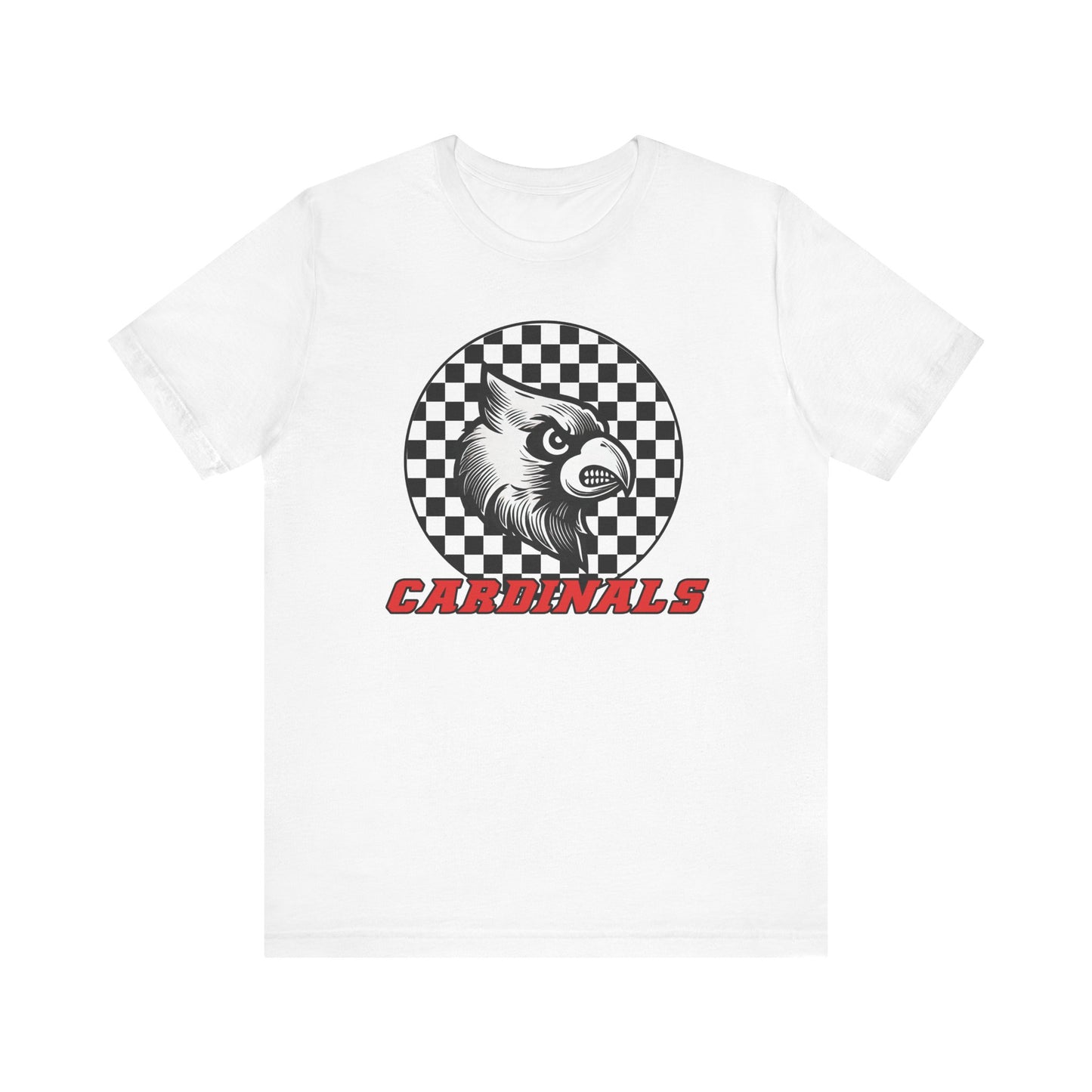 Cardinals Black and White Checkerboard - Bella + Canvas Short Sleeve Tee