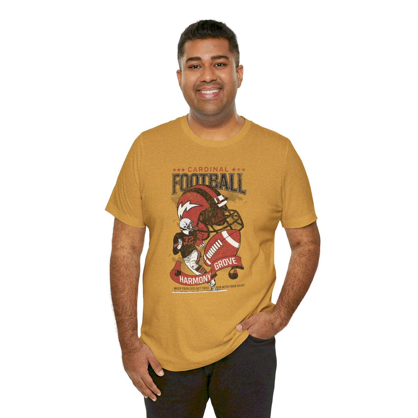 Vintage Cardinal Football - Bella + Canvas Short Sleeve Tee