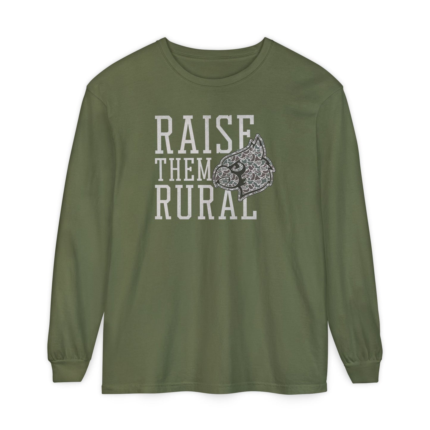 Old School Camo Raise them Rural Cardinal - Comfort Colors Long Sleeve T-Shirt