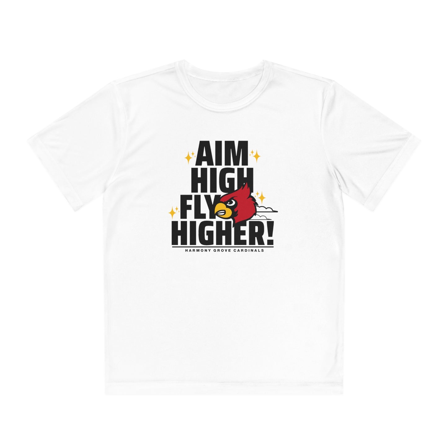 Aim High Fly Higher Cardinal - Youth Sport-Tek® Competitor™ Tee