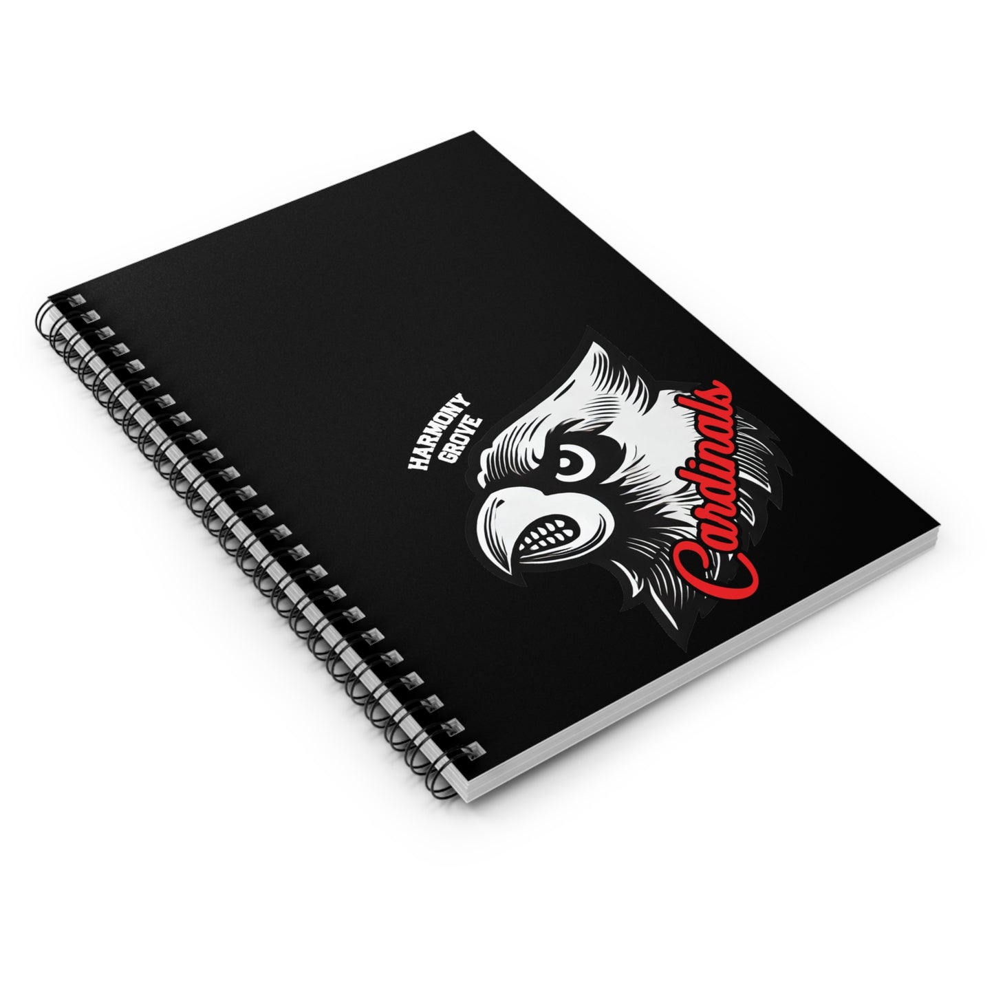 Harmony Grove Cardinals Black - Ruled Line Spiral Notebook