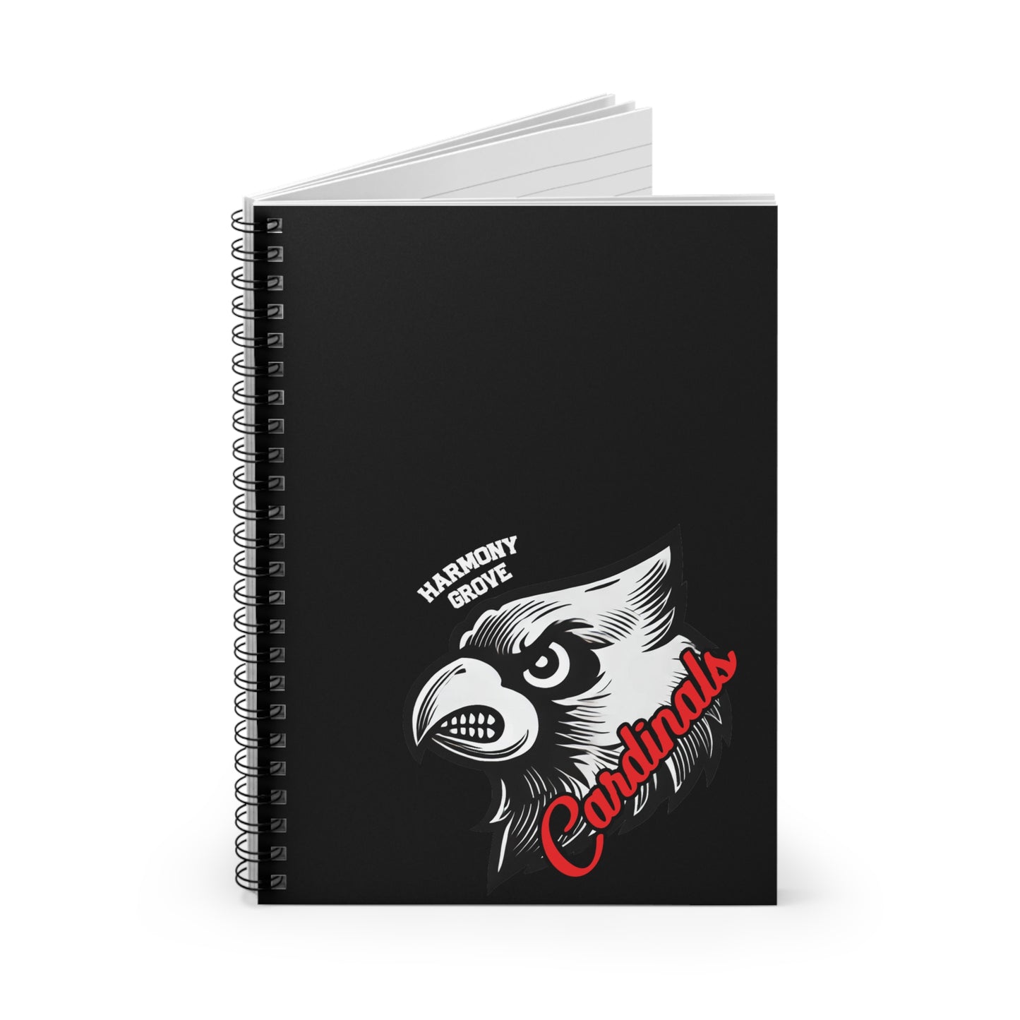 Harmony Grove Cardinals Black - Ruled Line Spiral Notebook