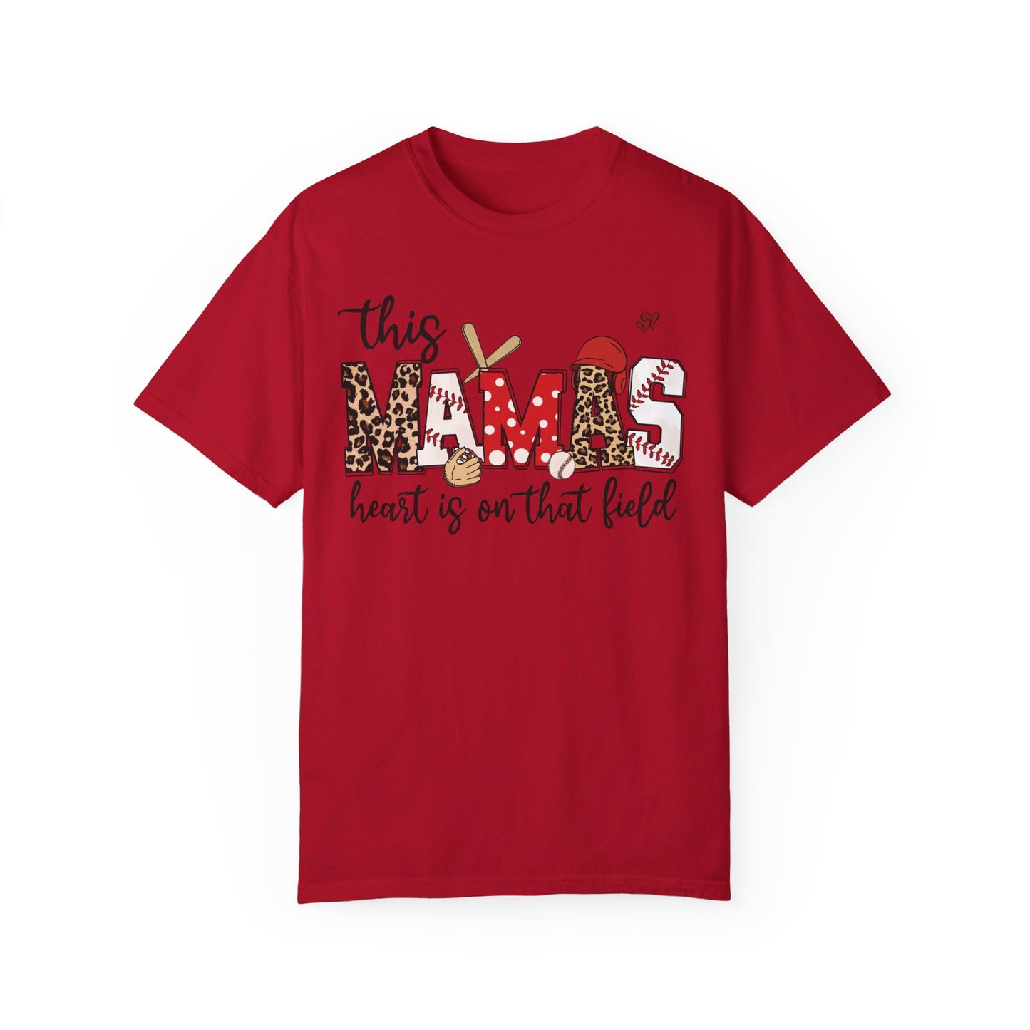 This Mama's Heart in on the Field Baseball - Comfort Colors T-shirt