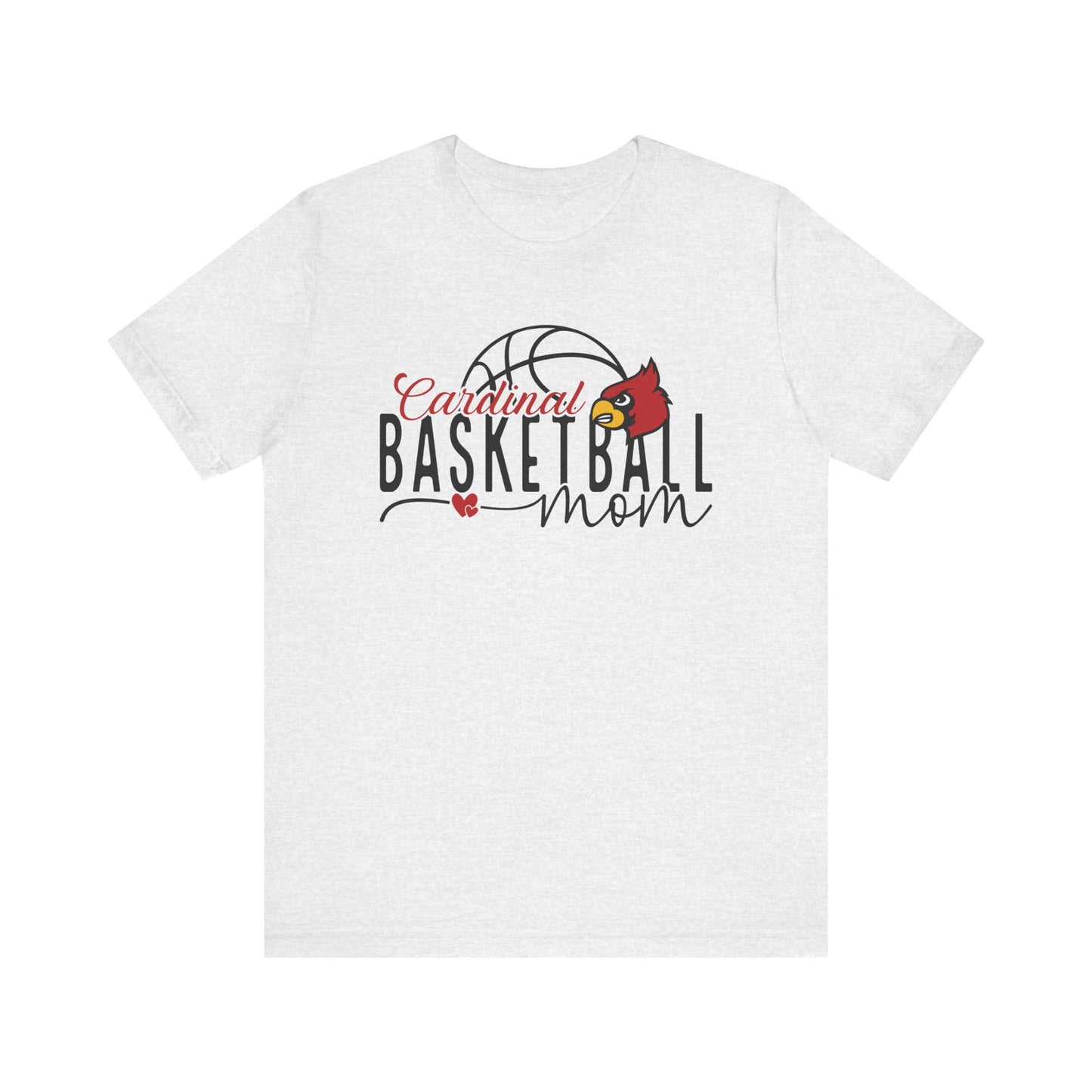 Cardinal Basketball Mom Hearts - Bella + Canvas Short Sleeve Tee