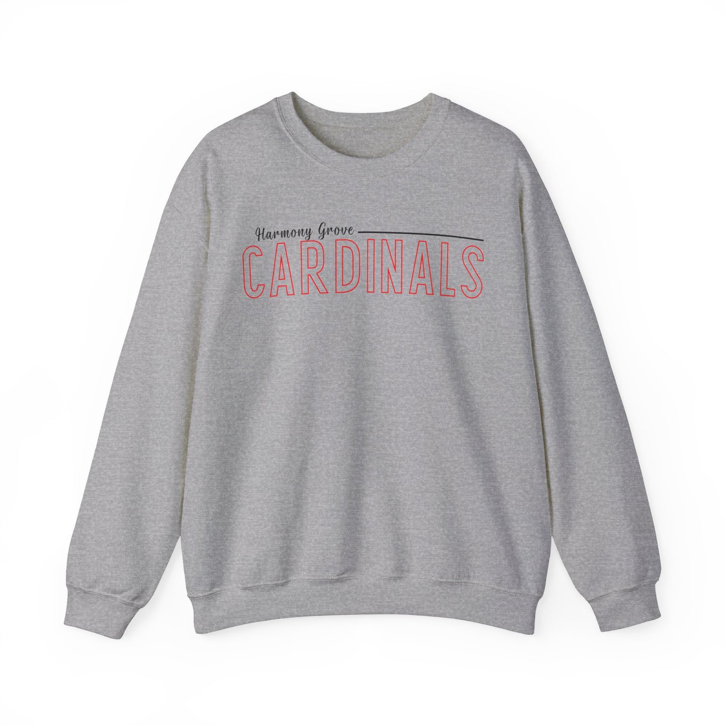 Harmony Grove Cardinals Outline Text - Unisex Heavy Blend™ Crewneck Sweatshirt
