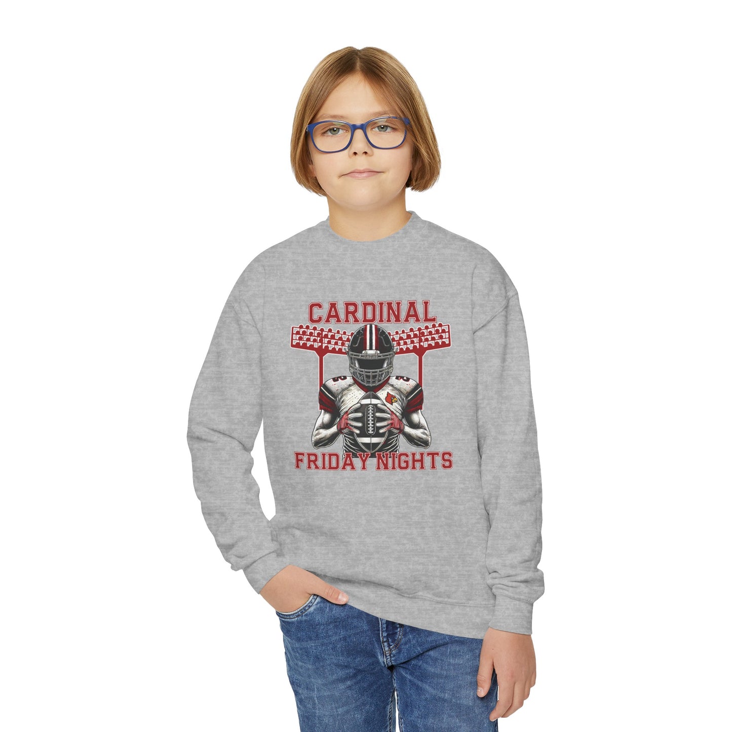 Cardinal Friday Nights Football - Youth Crew Sweatshirt