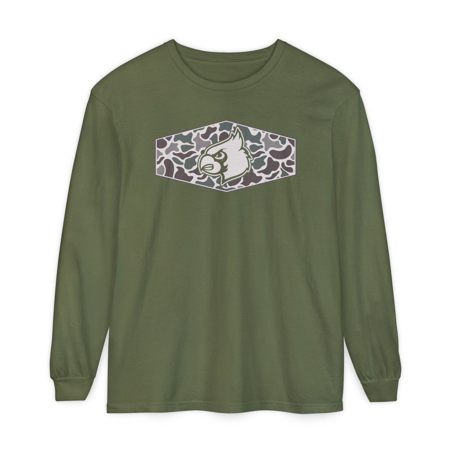 Old School Camo Cardinal Inset - Comfort Colors Long Sleeve T-Shirt