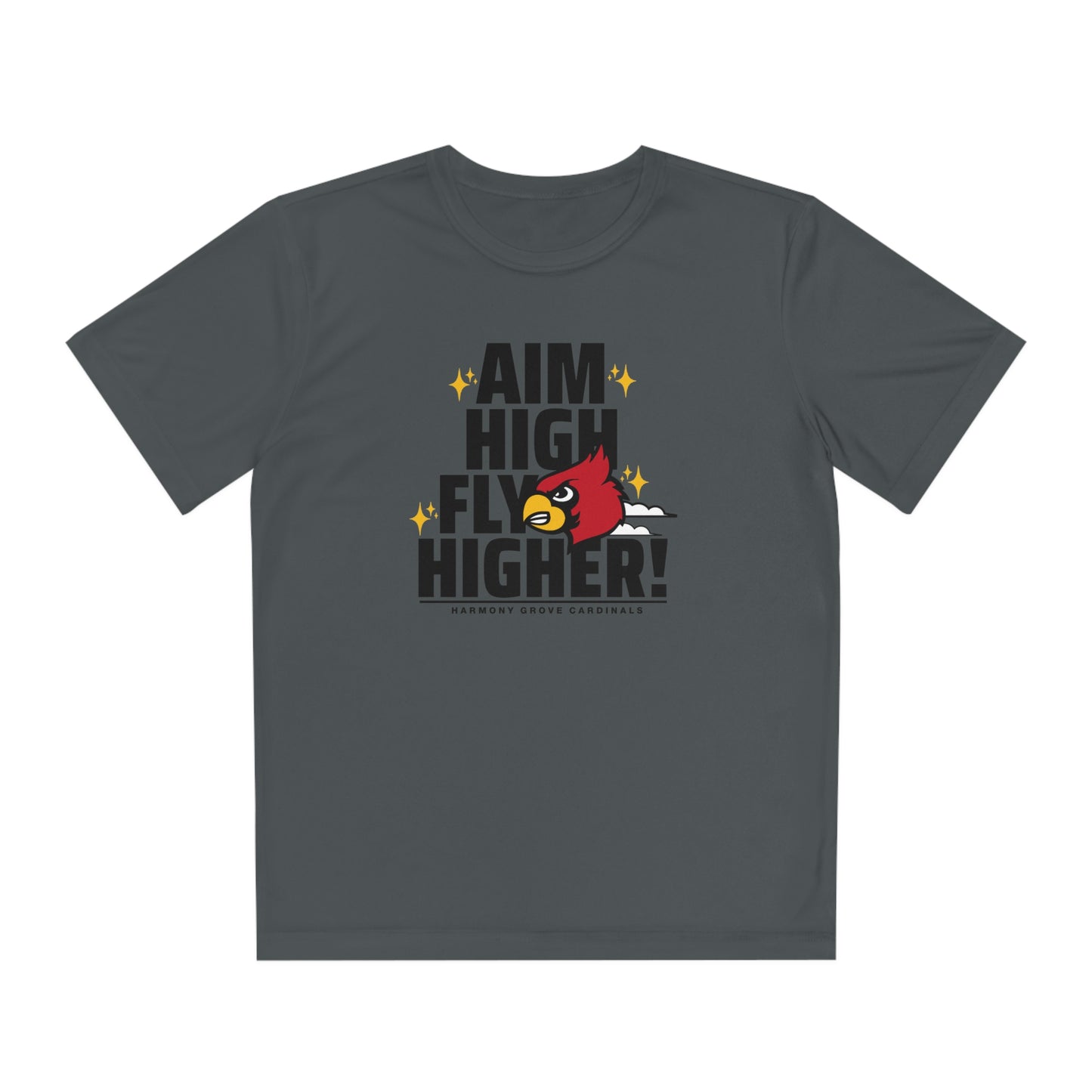 Aim High Fly Higher Cardinal - Youth Sport-Tek® Competitor™ Tee