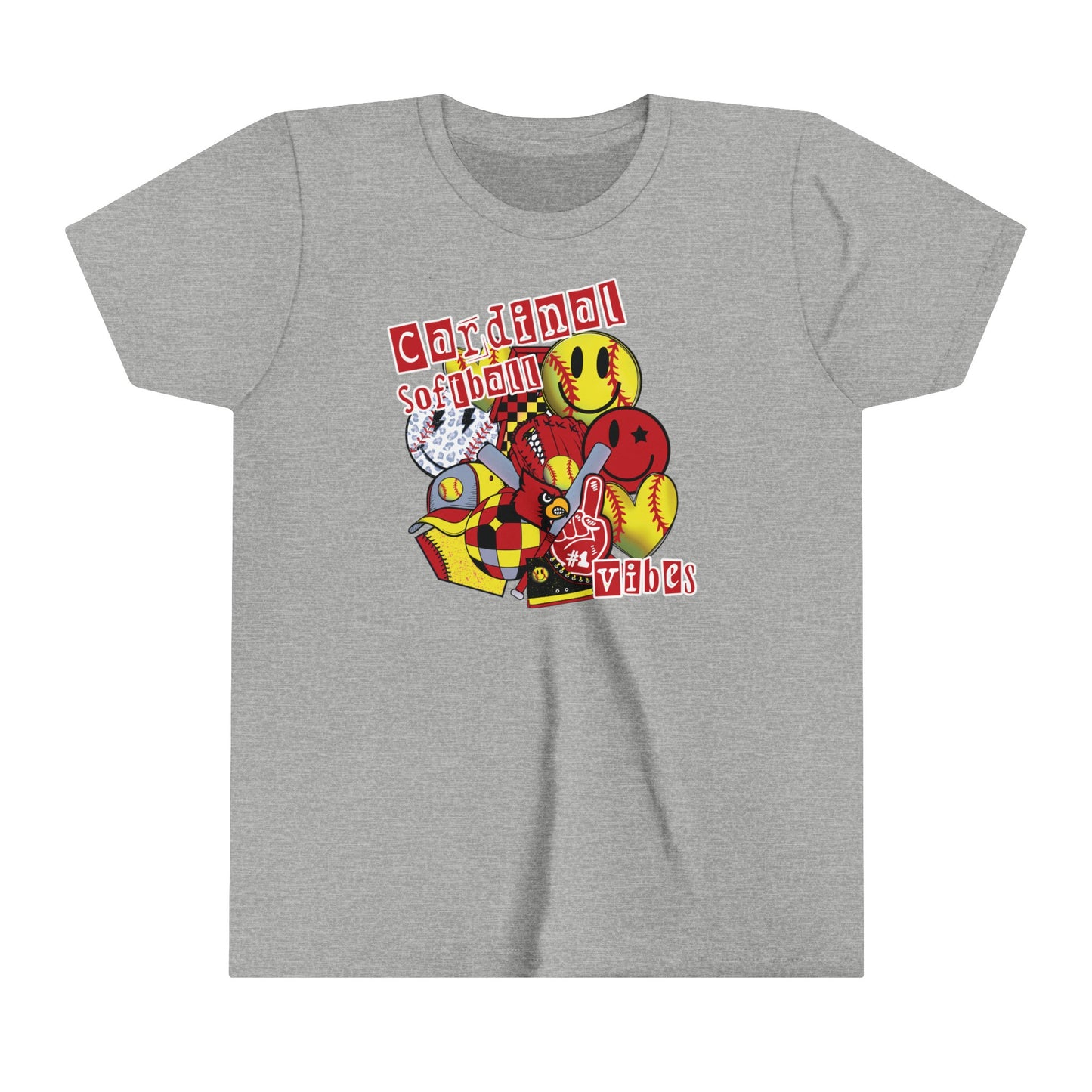 Cardinal Softball Vibes - Bella + Canvas Youth Tee
