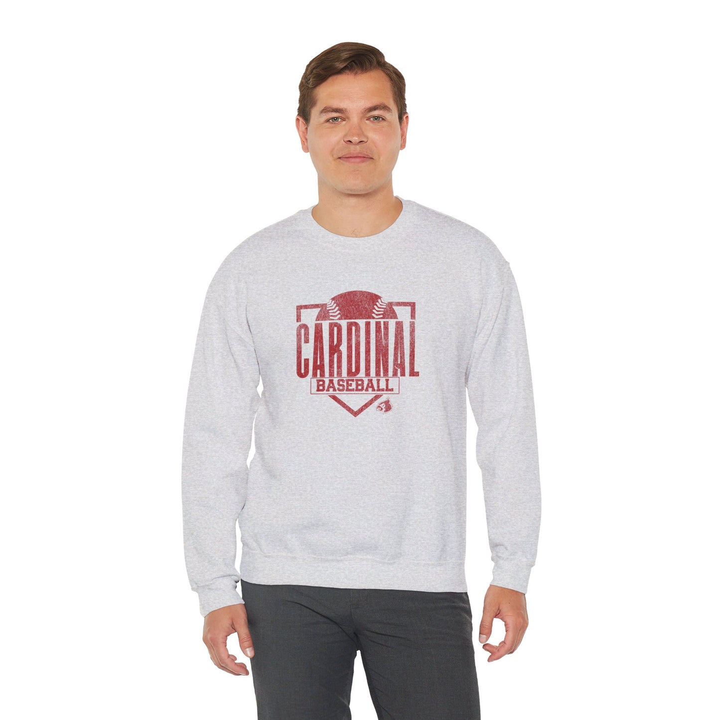 Vintage Cardinal Baseball Plate - Unisex Heavy Blend™ Crewneck Sweatshirt