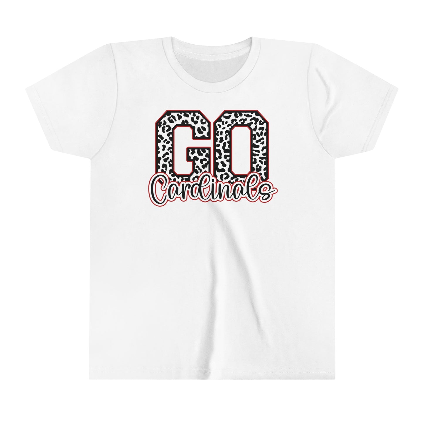 Go Cardinals Leopard Letters - Bella + Canvas Youth Tee