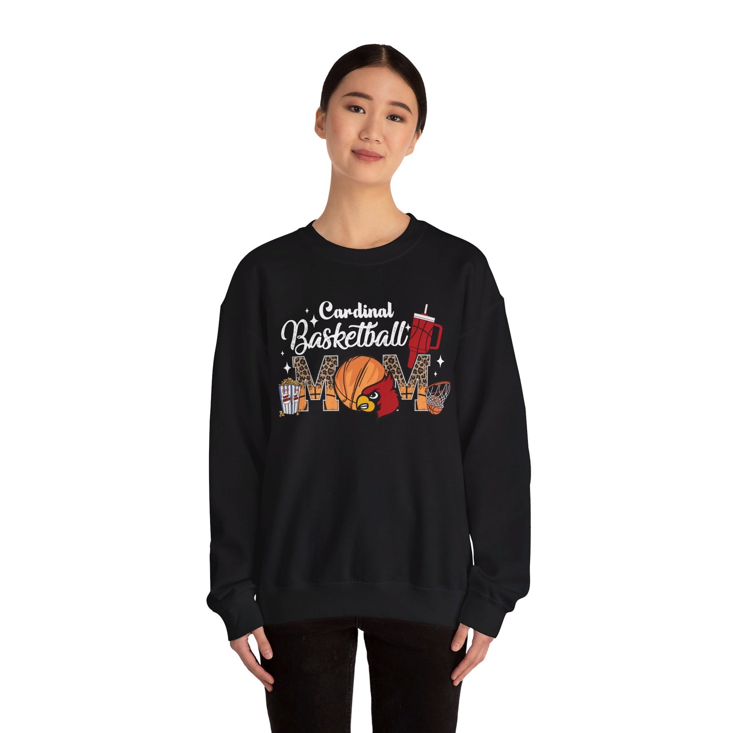 Cardinal Basketball Mom - Unisex Heavy Blend™ Crewneck Sweatshirt