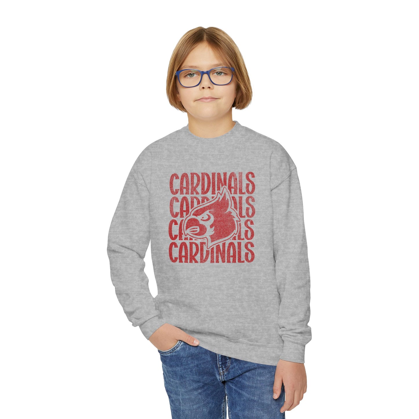 Vintage Cardinal 4 - Youth Crew Sweatshirt
