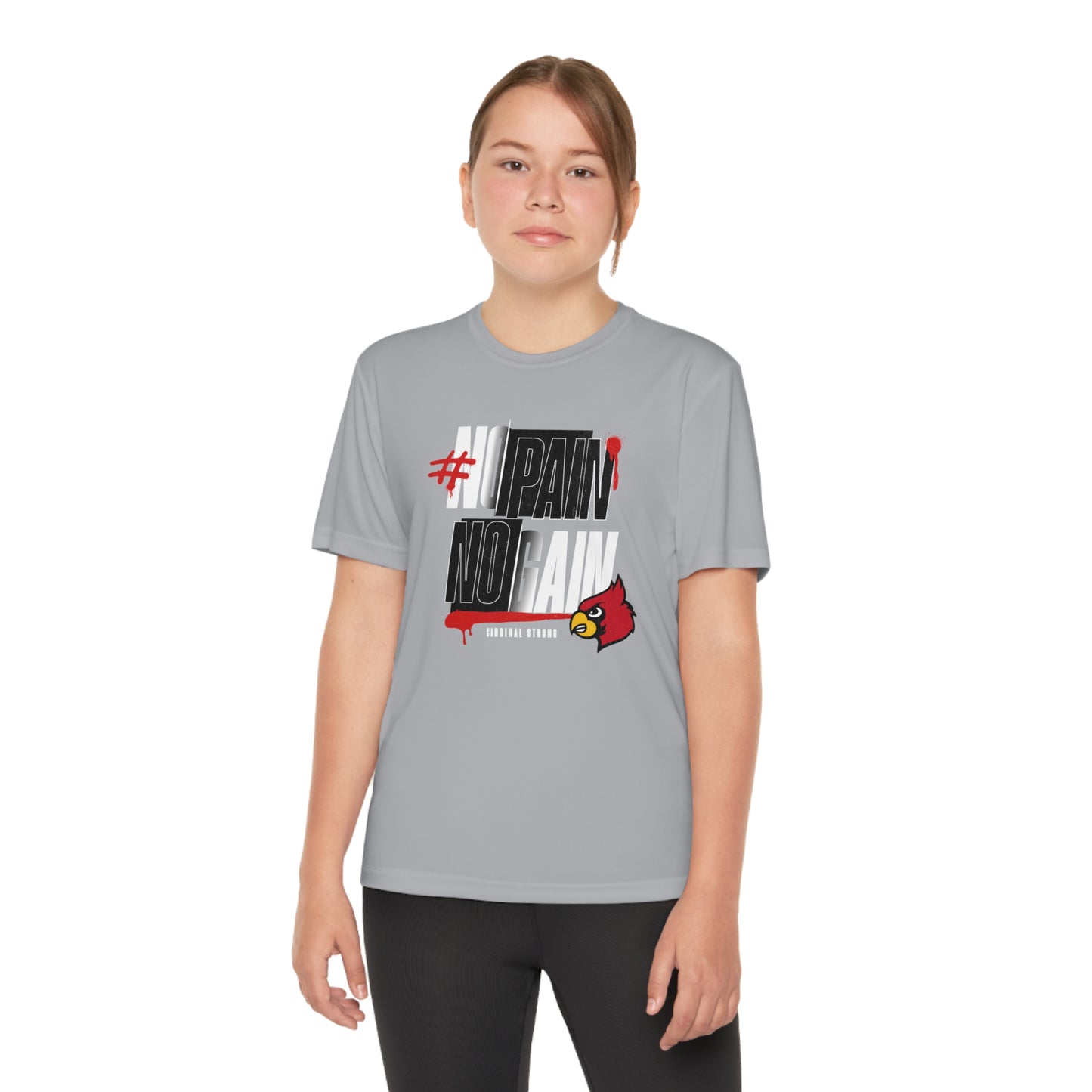 No Pain No Gain Cardinal - Youth Sport-Tek® Competitor™ Tee