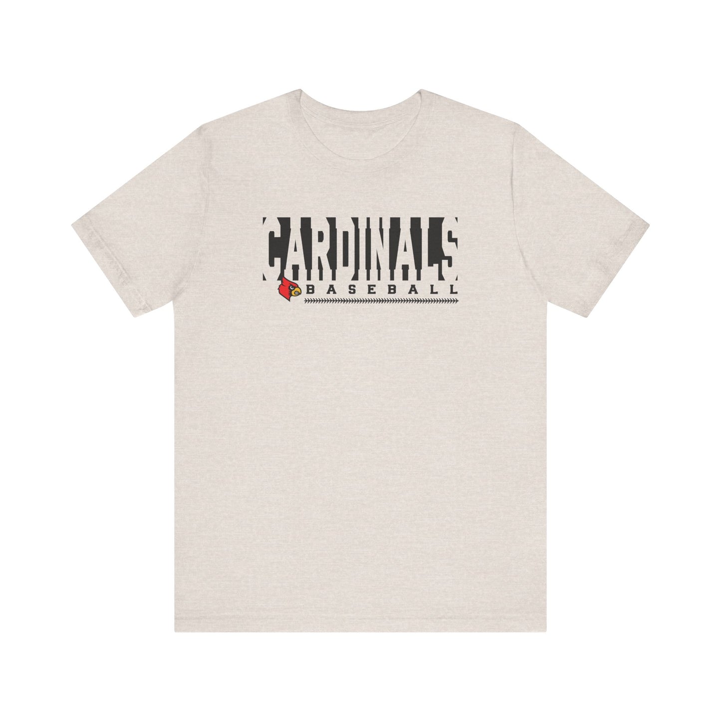 Cardinals Baseball Inset Text - Bella + Canvas Short Sleeve Tee