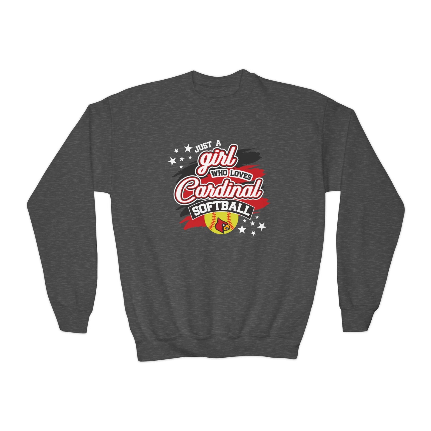 Just a Girl Who Loves Cardinal Softball - Youth Crew Sweatshirt