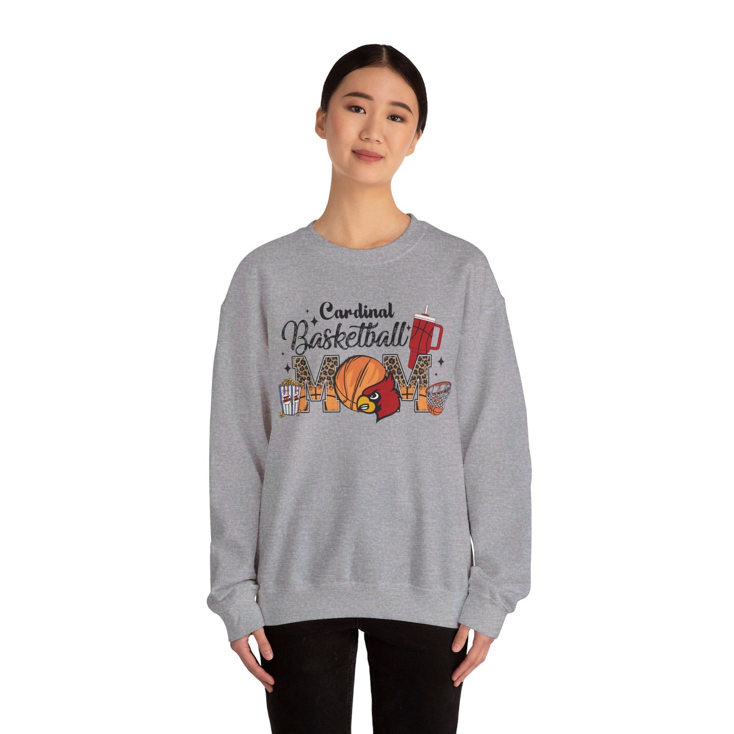 Cardinal Basketball Mom - Unisex Heavy Blend™ Crewneck Sweatshirt