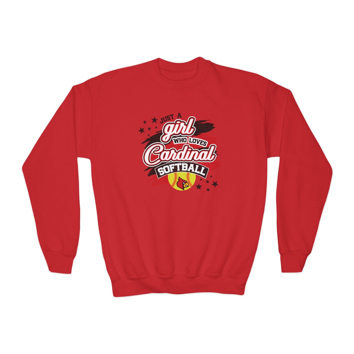 Just a Girl Who Loves Cardinal Softball - Youth Crew Sweatshirt