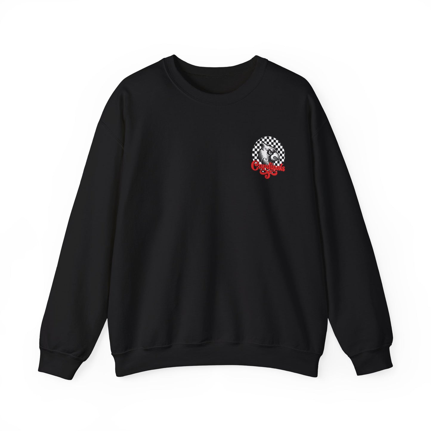 Black and White Check Cardinal Script - Unisex Heavy Blend™ Crewneck Sweatshirt