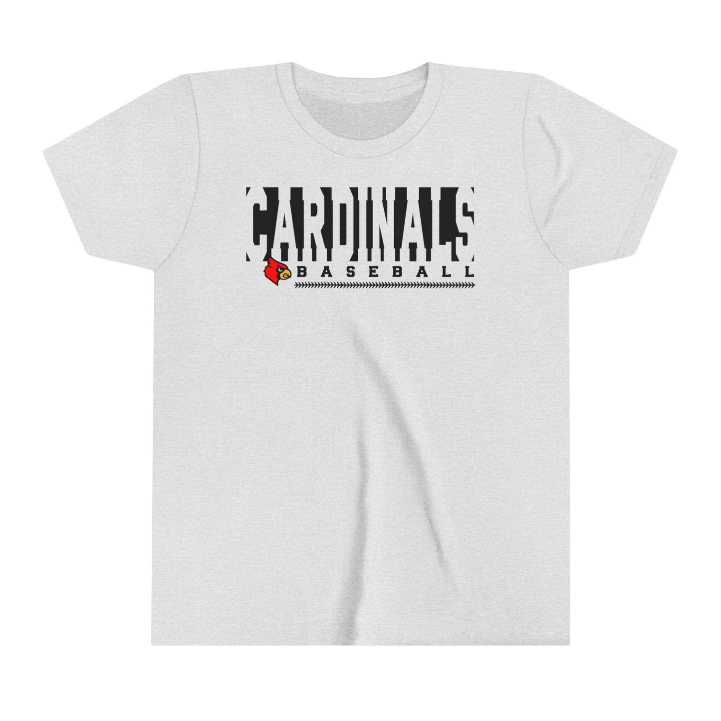 Cardinals Baseball Inset Text - Bella + Canvas Youth Tee