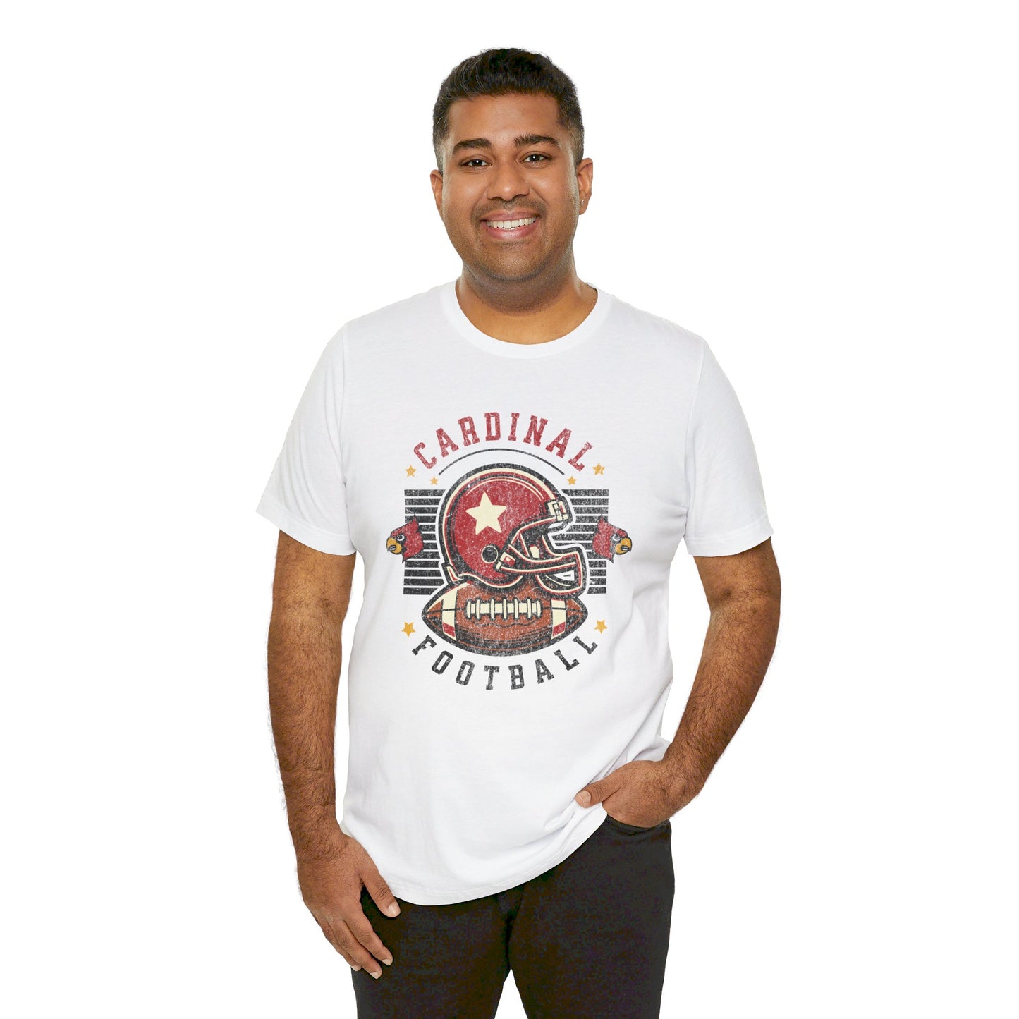 Cardinal Football Helmet - Bella + Canvas Short Sleeve Tee