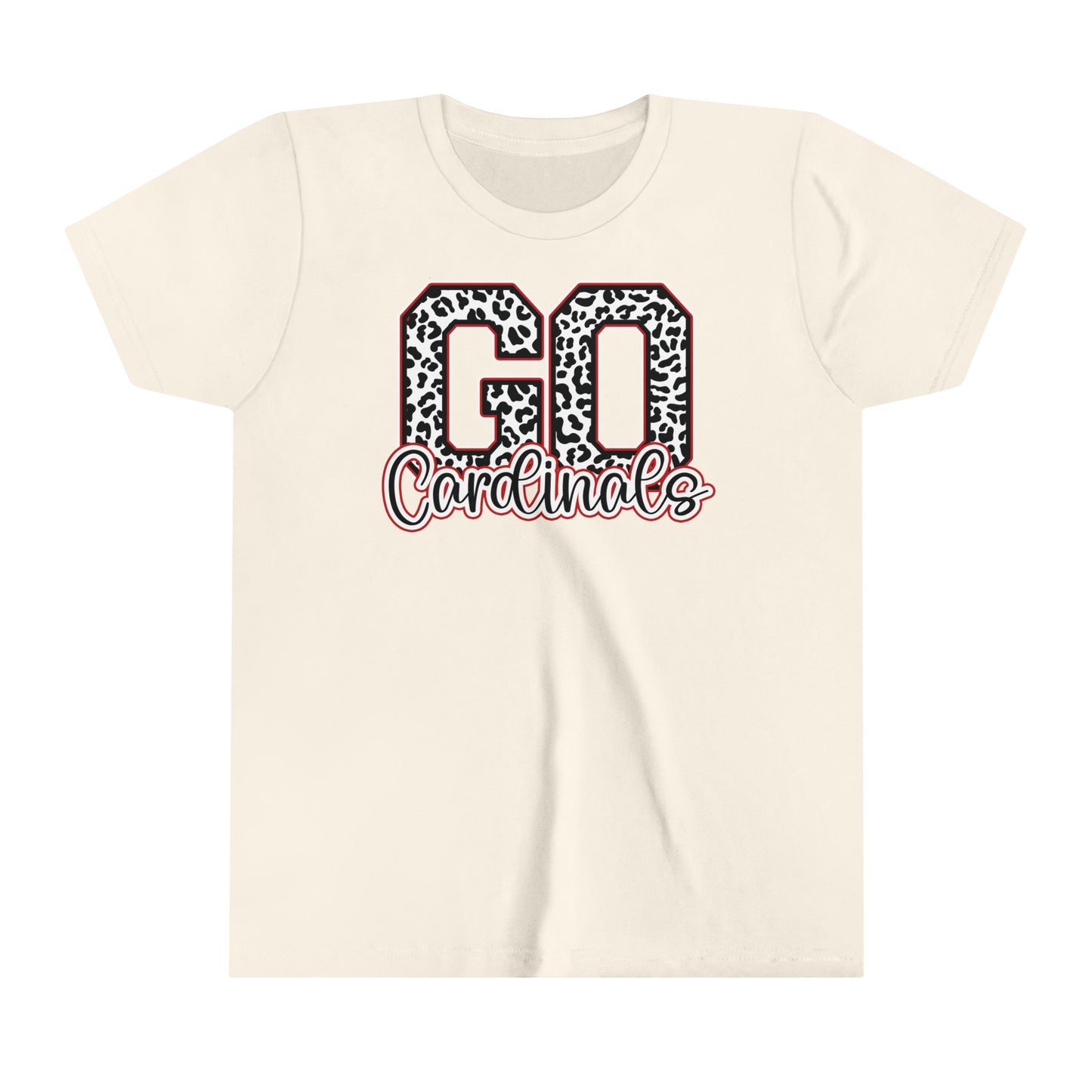 Go Cardinals Leopard Letters - Bella + Canvas Youth Tee