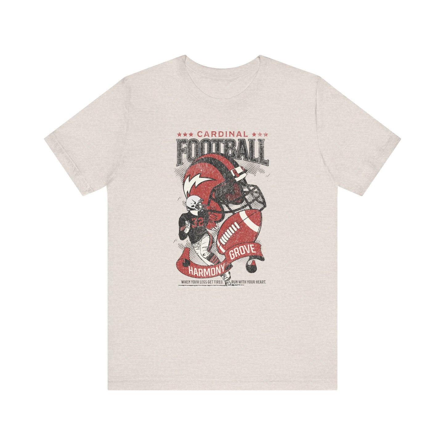 Vintage Cardinal Football - Bella + Canvas Short Sleeve Tee