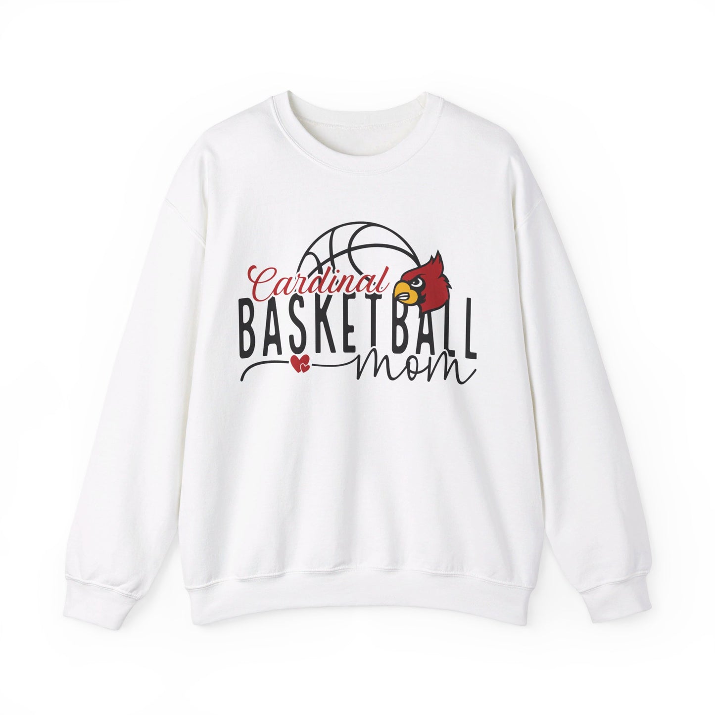 Cardinal Basketball Mom Hearts - Unisex Heavy Blend™ Crewneck Sweatshirt