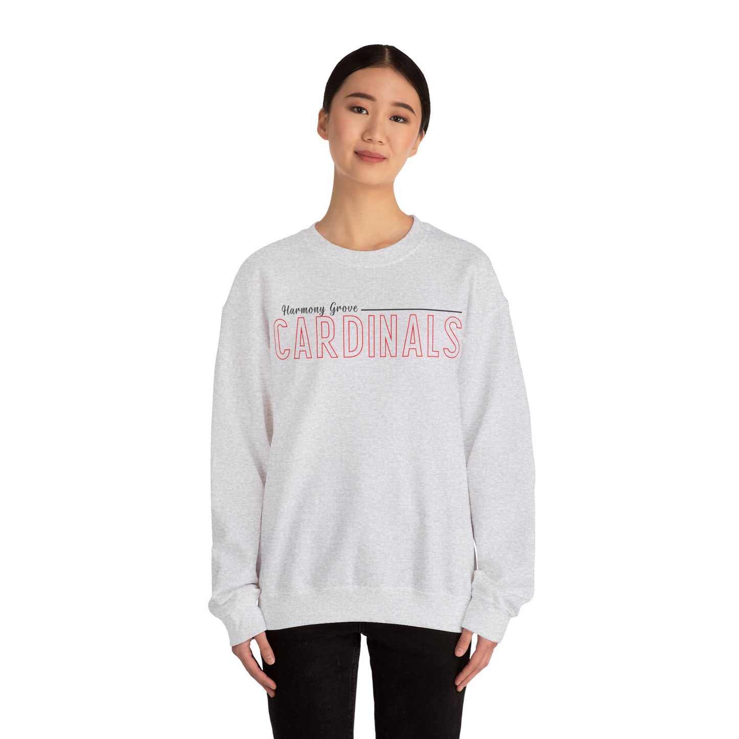 Harmony Grove Cardinals Outline Text - Unisex Heavy Blend™ Crewneck Sweatshirt