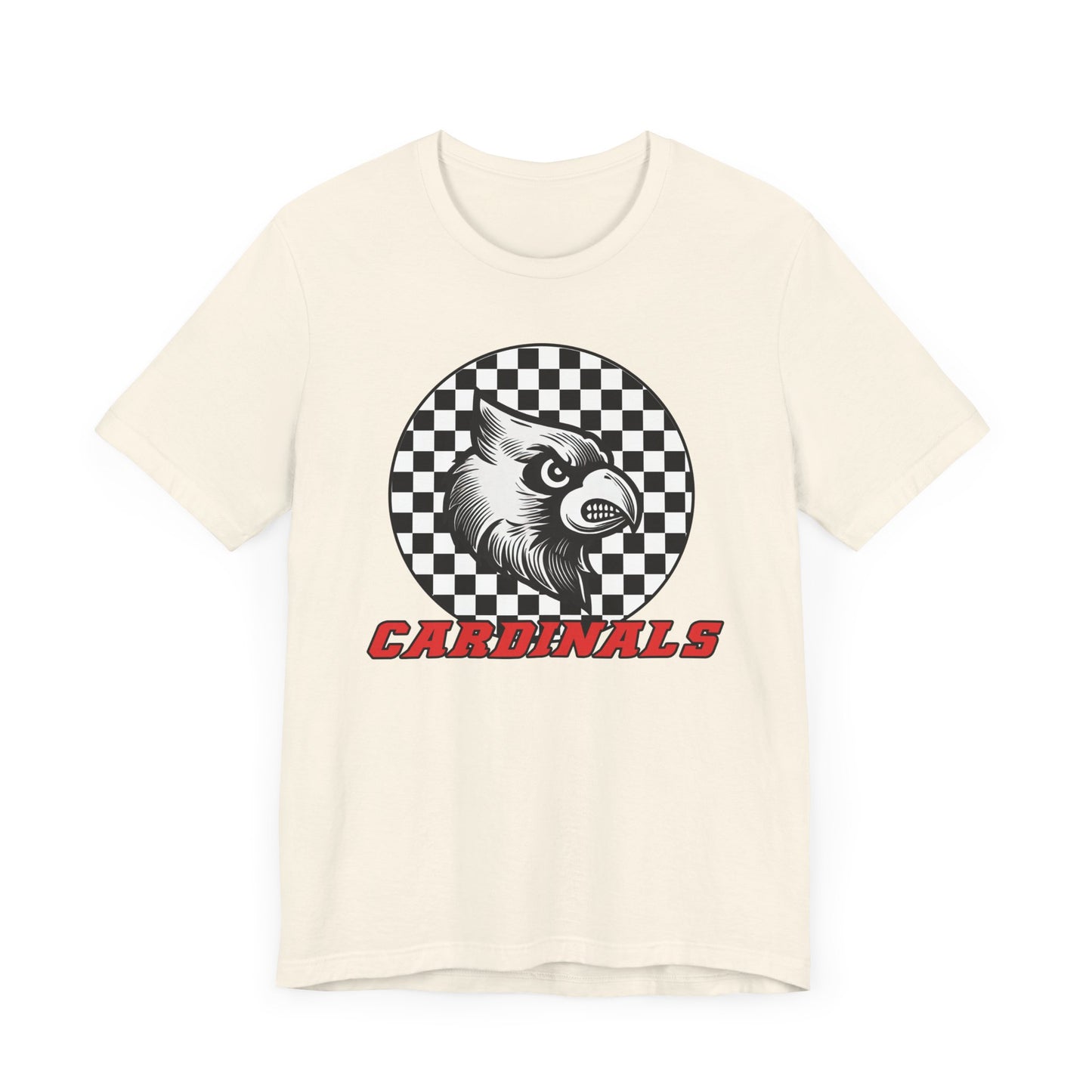 Cardinals Black and White Checkerboard - Bella + Canvas Short Sleeve Tee