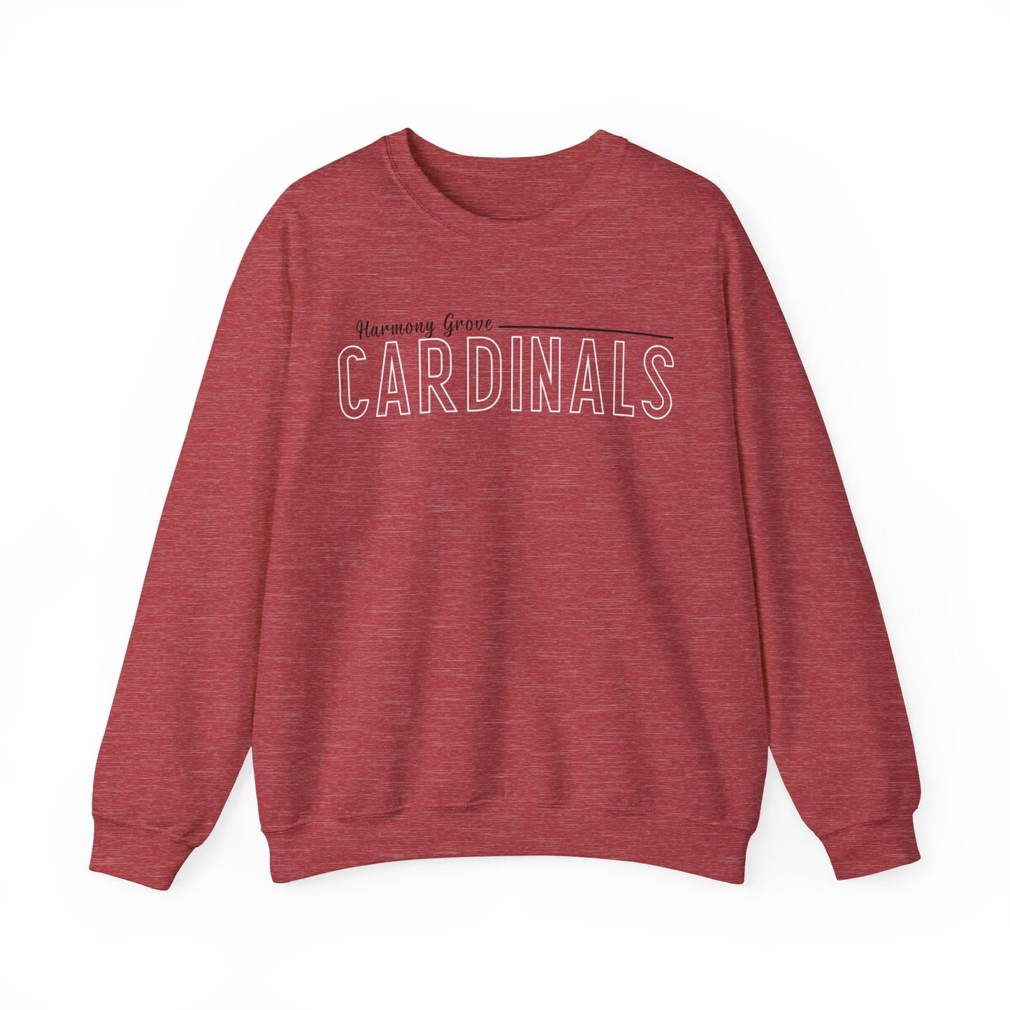 Harmony Grove Cardinals Outline Text - Unisex Heavy Blend™ Crewneck Sweatshirt