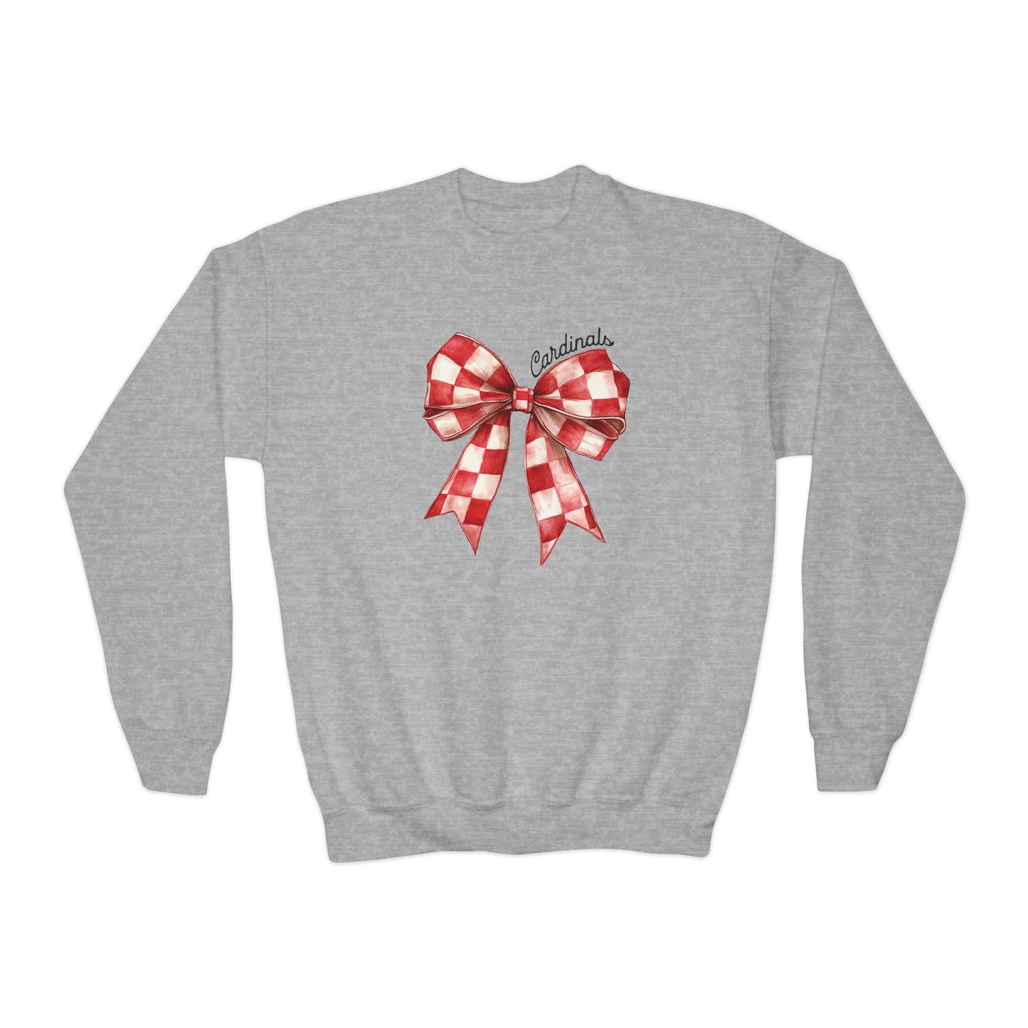 Coquette Red Bow Cardinals - Youth Crew Sweatshirt