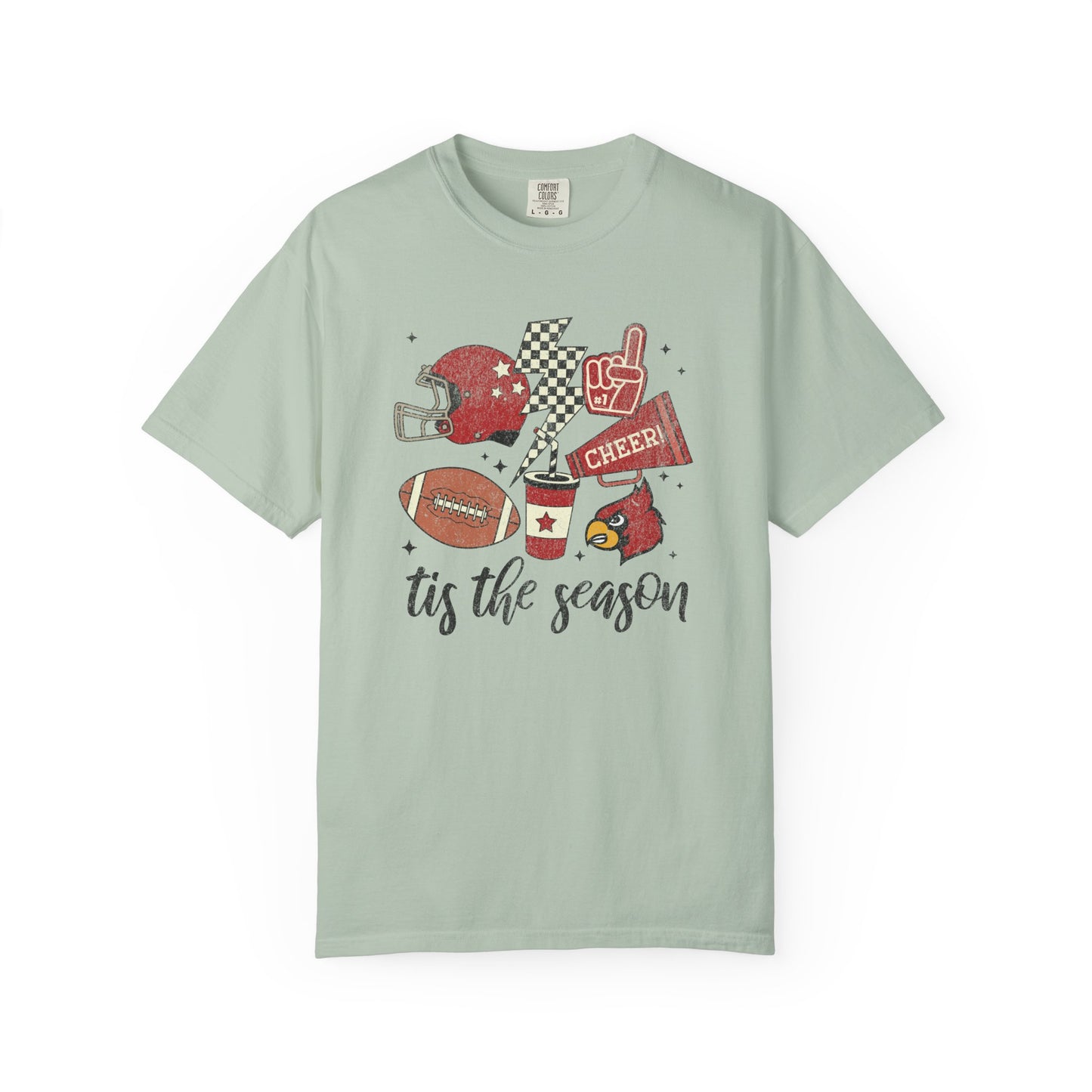Cardinal Tis the Season Football - Comfort Colors T Shirt