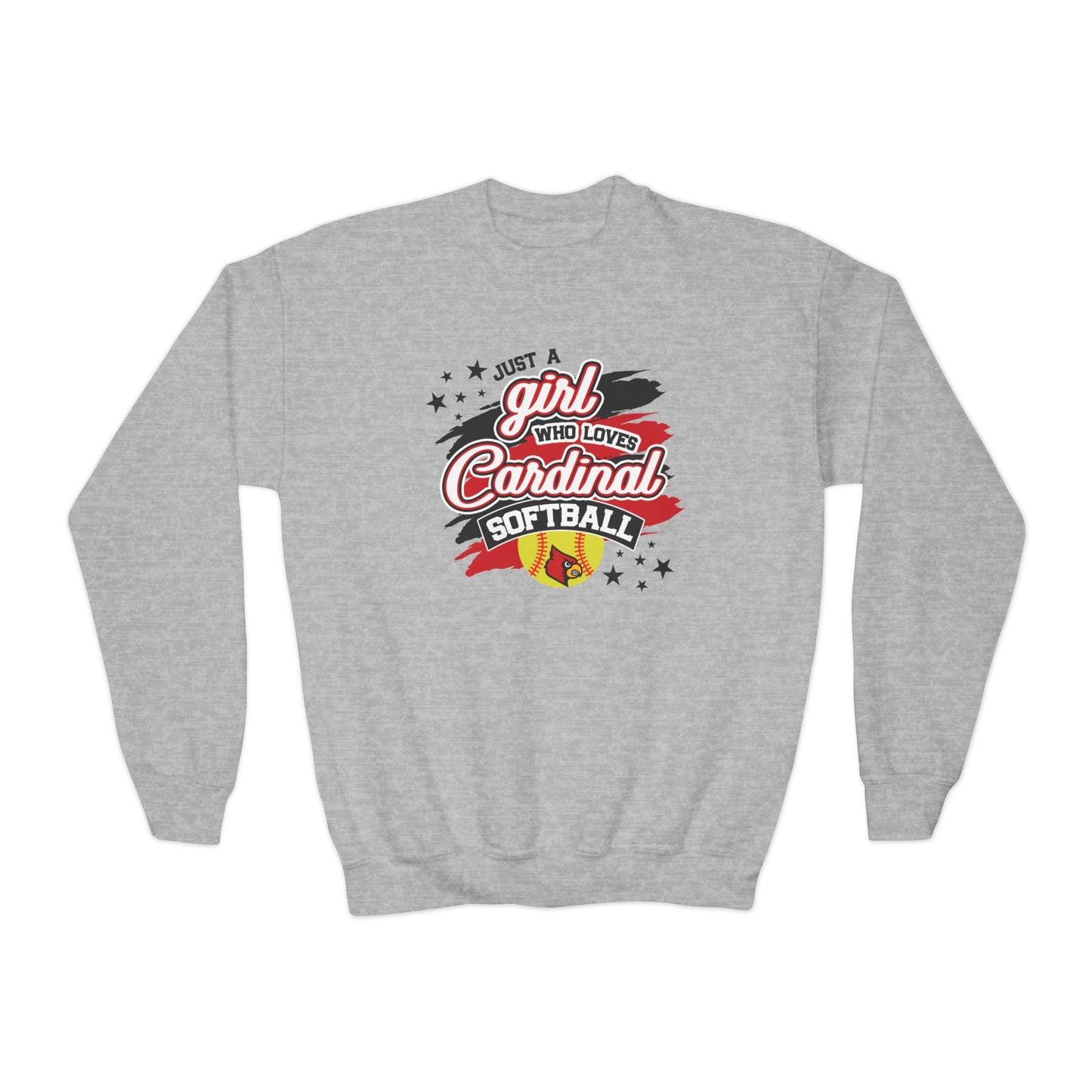 Just a Girl Who Loves Cardinal Softball - Youth Crew Sweatshirt