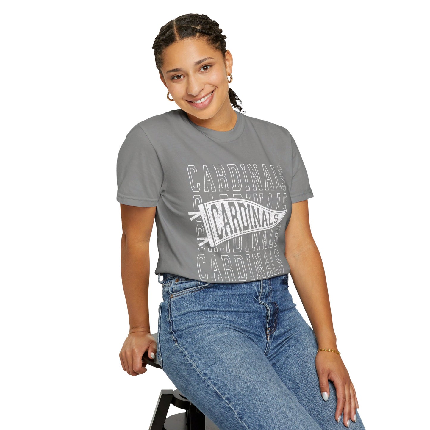 Cardinal Distressed Pennant - Comfort Colors T-shirt